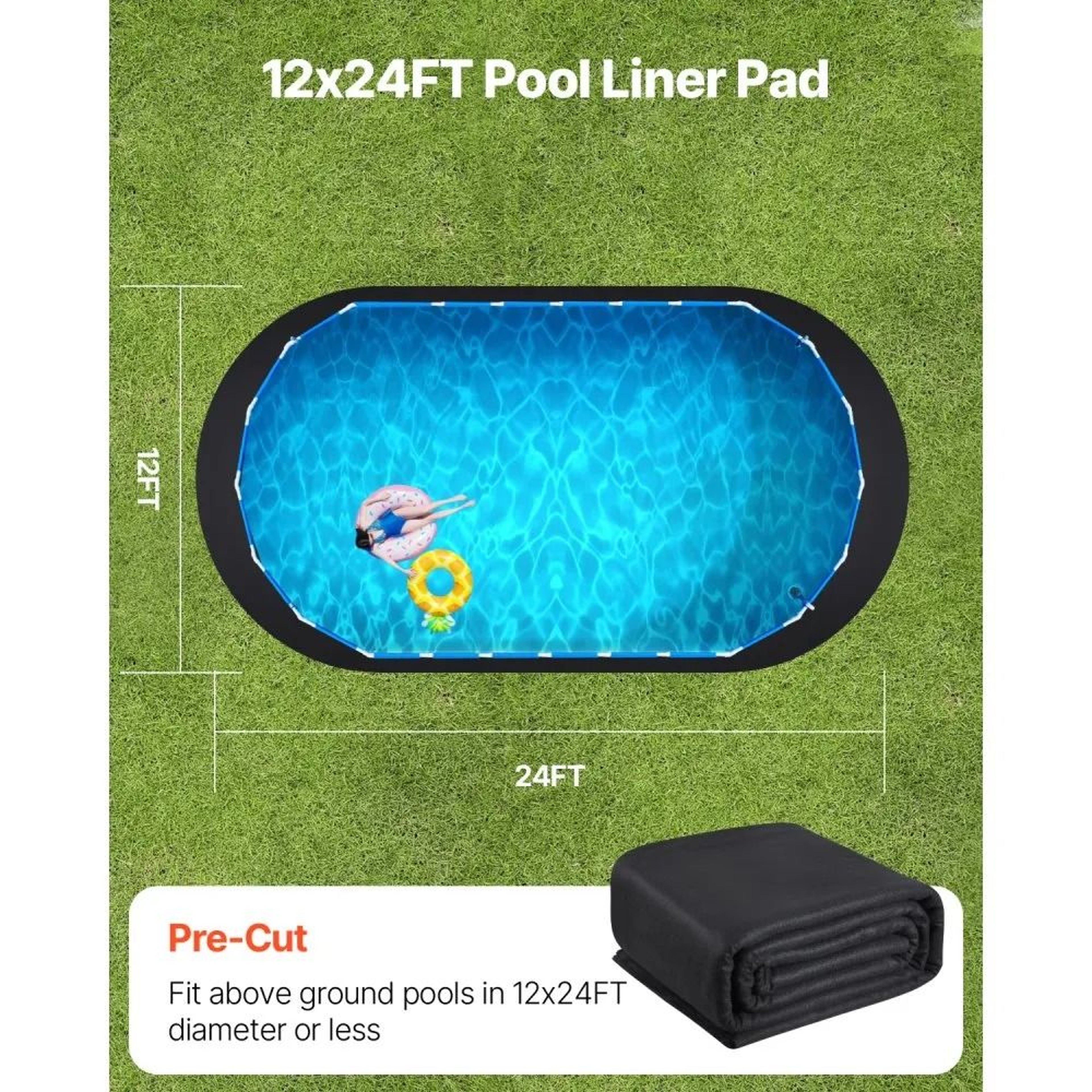 Oval Pool Liner Pad 12 X 24 Ft ExtraThick Geotextile Underlayment For Above Ground Pools 1