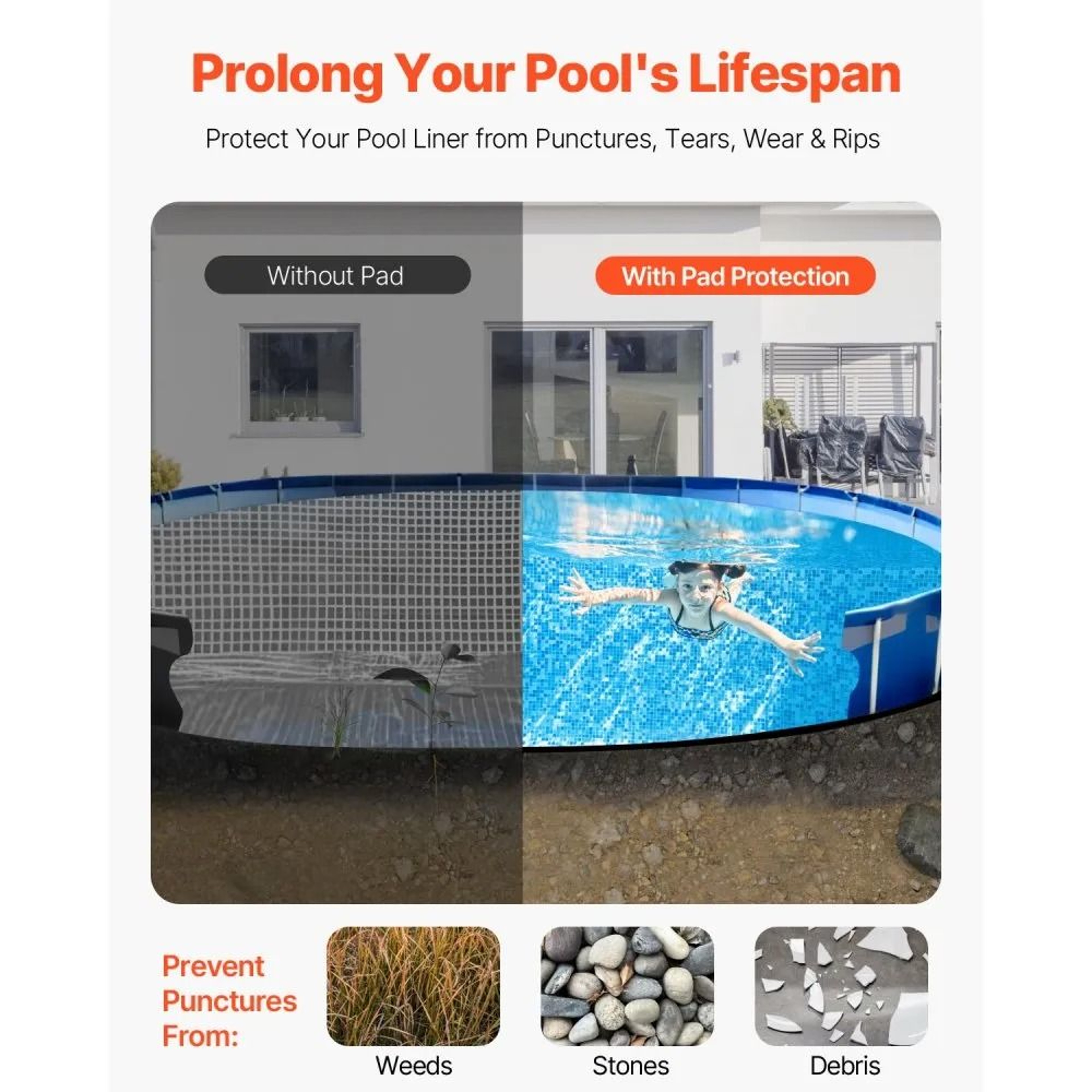Oval Pool Liner Pad 15 X 30 Ft ExtraThick Geotextile Underlayment For Above Ground Pools 2