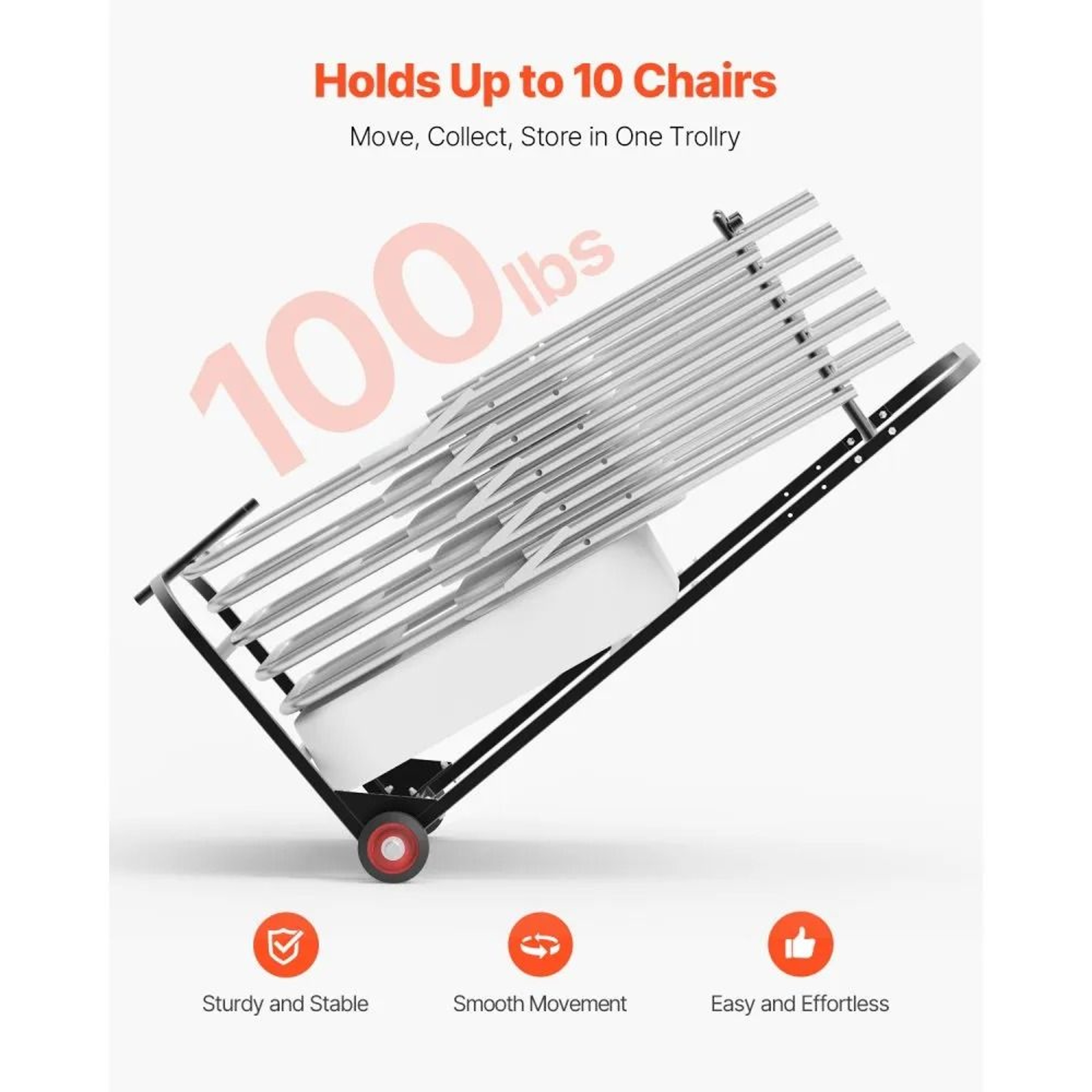 Folding Chair Storage Rack With 100 LB Capacity And HeavyDuty Rolling Cart 1