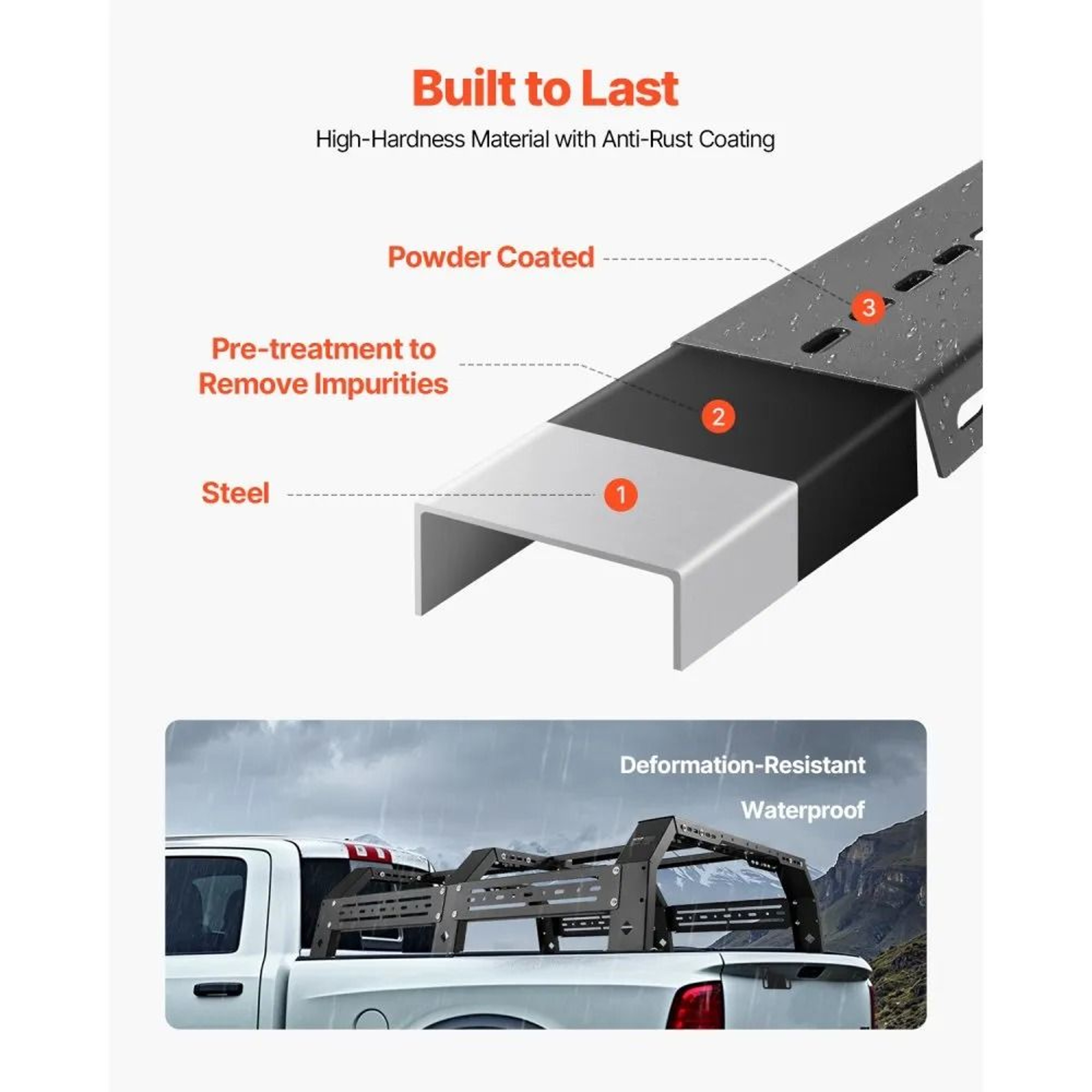 Adjustable Overland Truck Bed Rack With 900 LB Static Capacity For MidSize Trucks 3