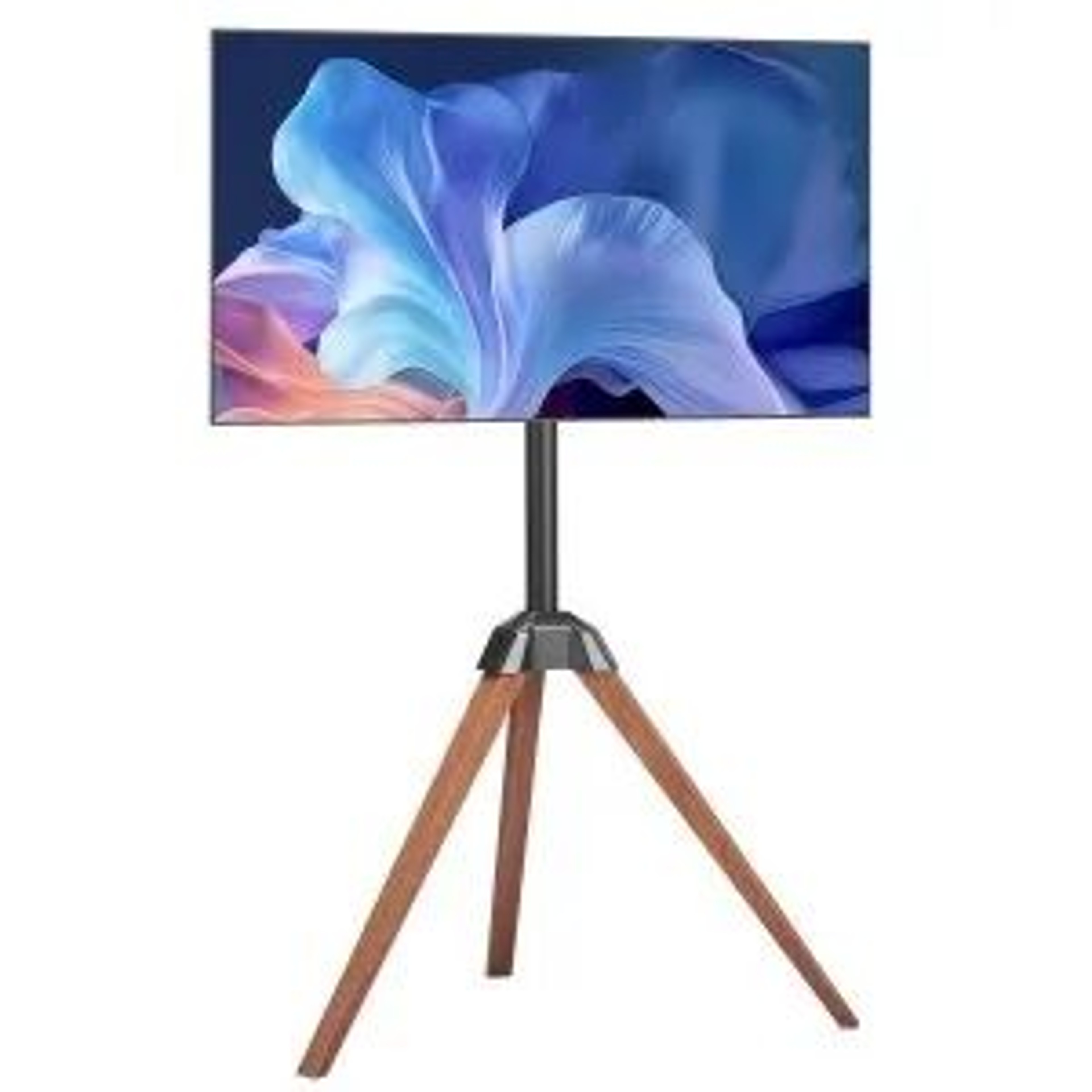 Tripod Easel TV Stand For 4065 Inch TVs With Oak Wood Legs And Adjustable Rotation 0