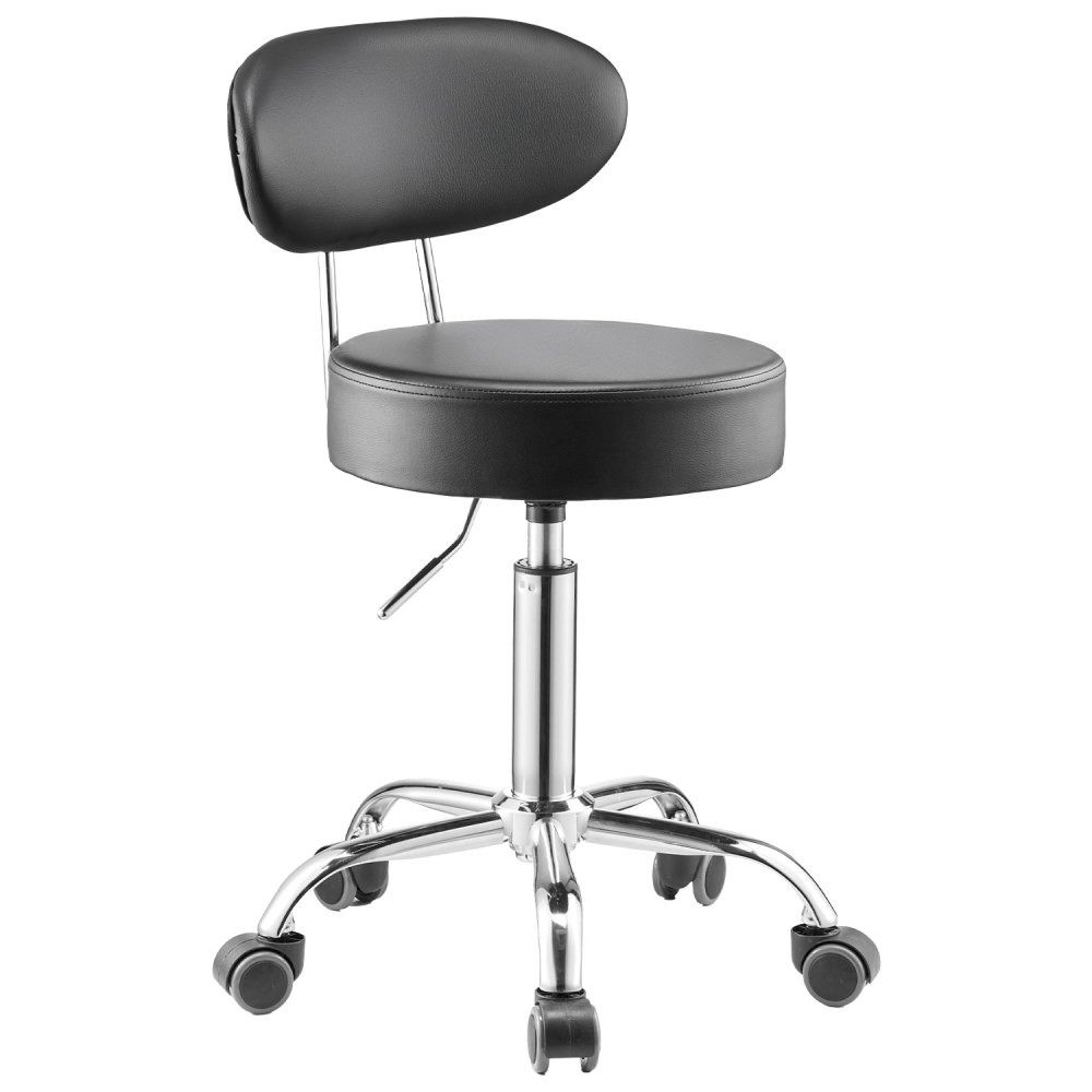 Adjustable Rolling Shop Stool With Backrest 300 LB Capacity And 360 Swivel Seat 0