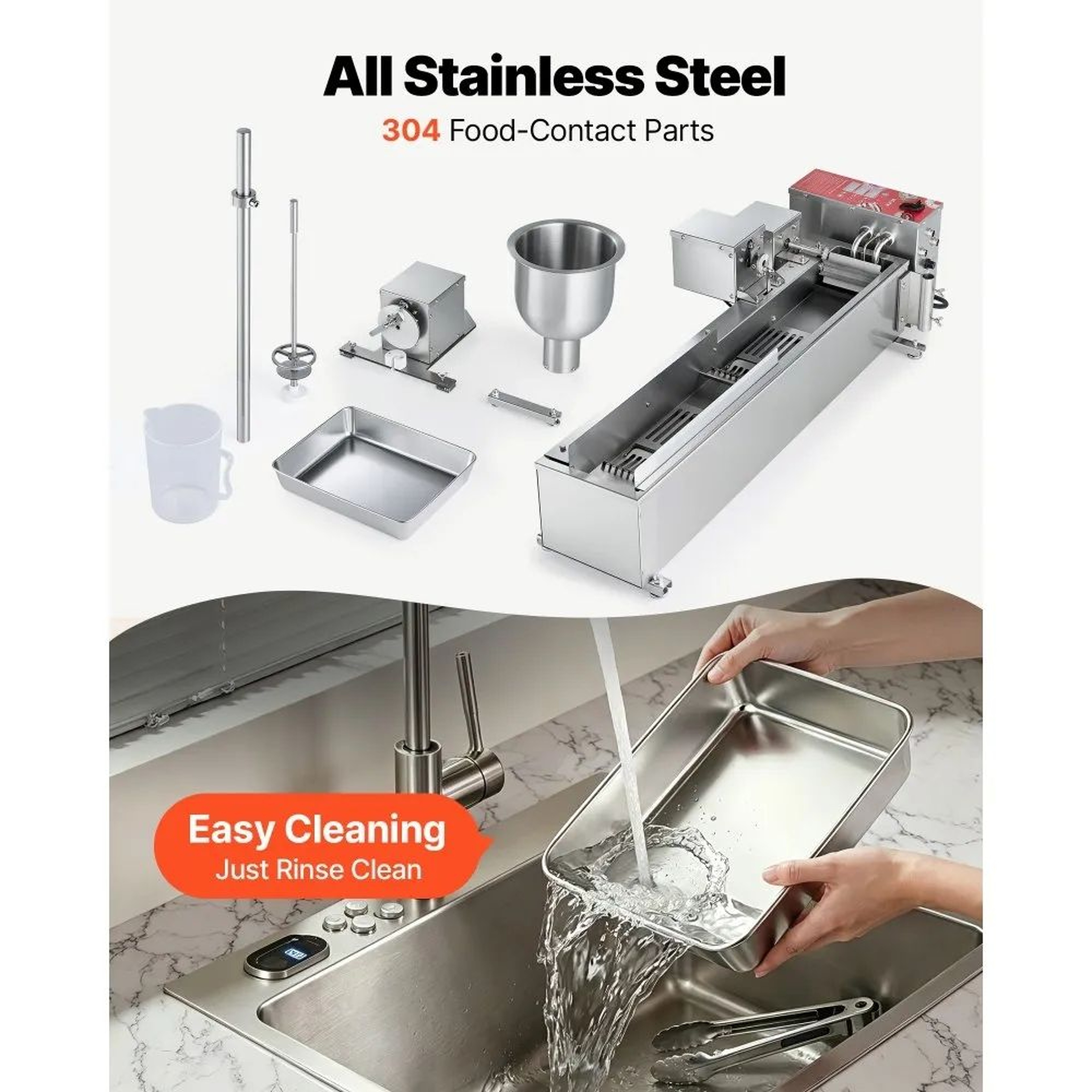 Commercial Automatic Donut Machine 3000W Stainless Steel Fryer With 3 Size Molds 4