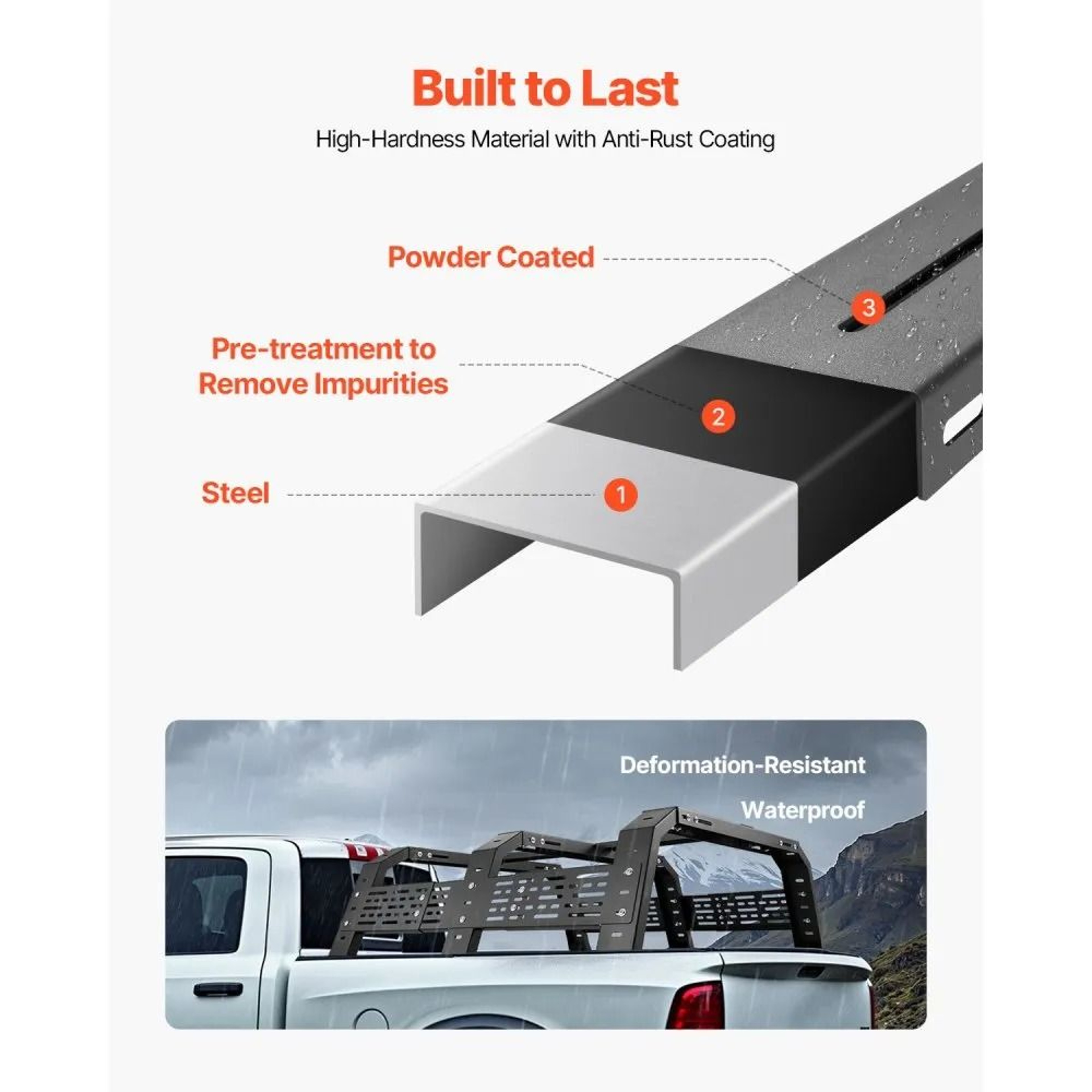 Overland Truck Bed Rack For Toyota Tacoma With Adjustable Width And 900 Lb Static Capacity 4