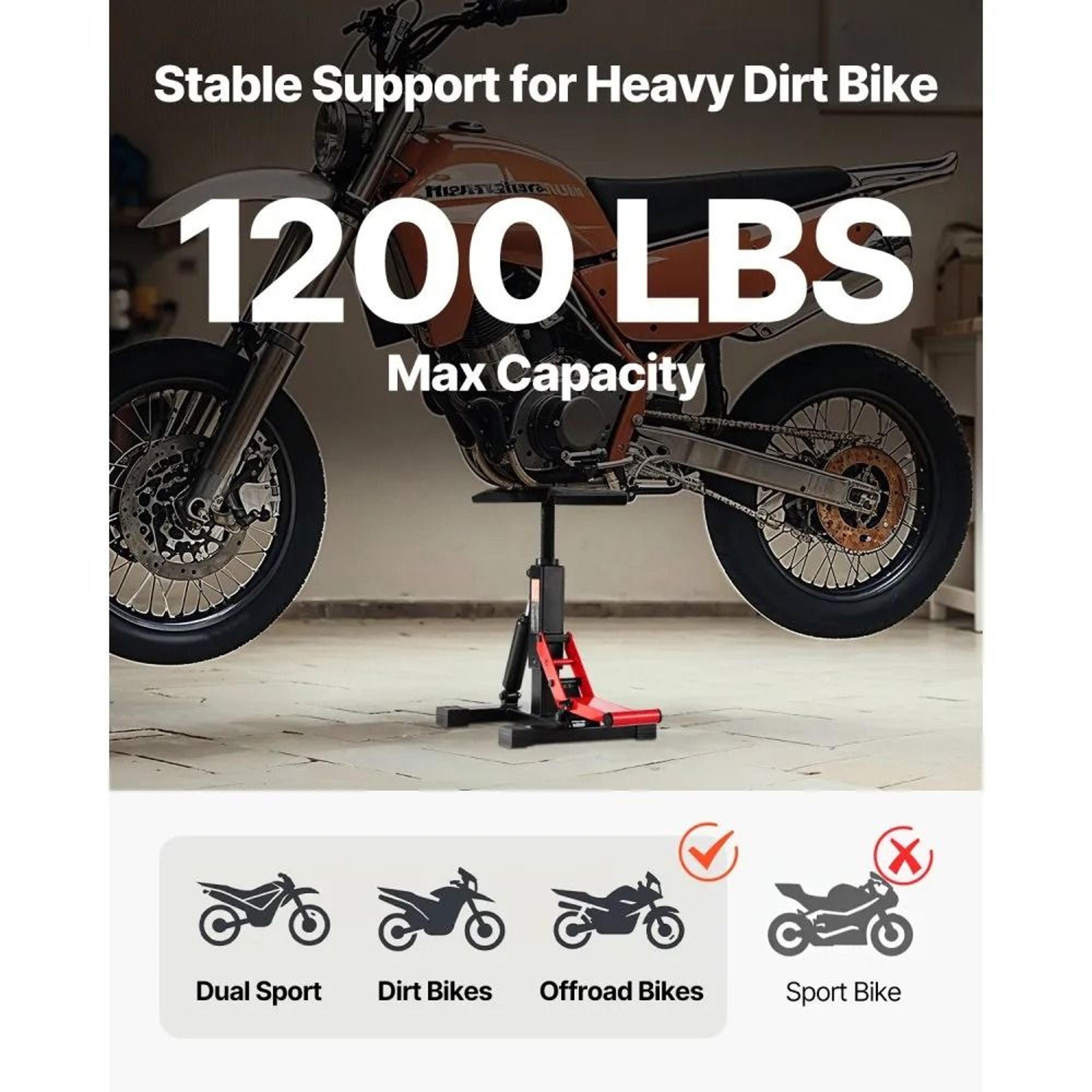 Hydraulic Dirt Bike Lift Stand With 1200LB Capacity And Adjustable Height 1
