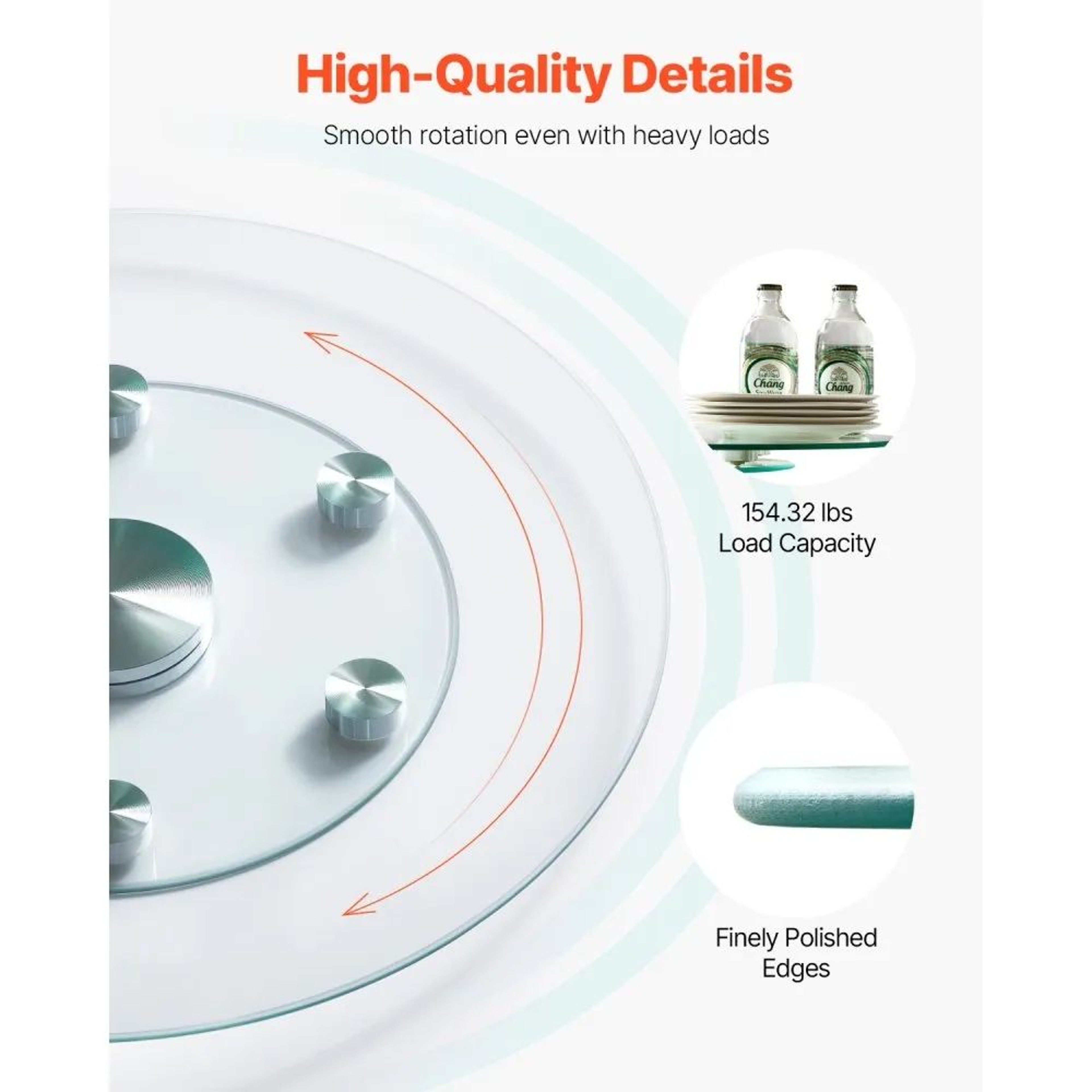 24Inch Glass Lazy Susan Turntable With 360 Rotation And Tempered Glass Top 4