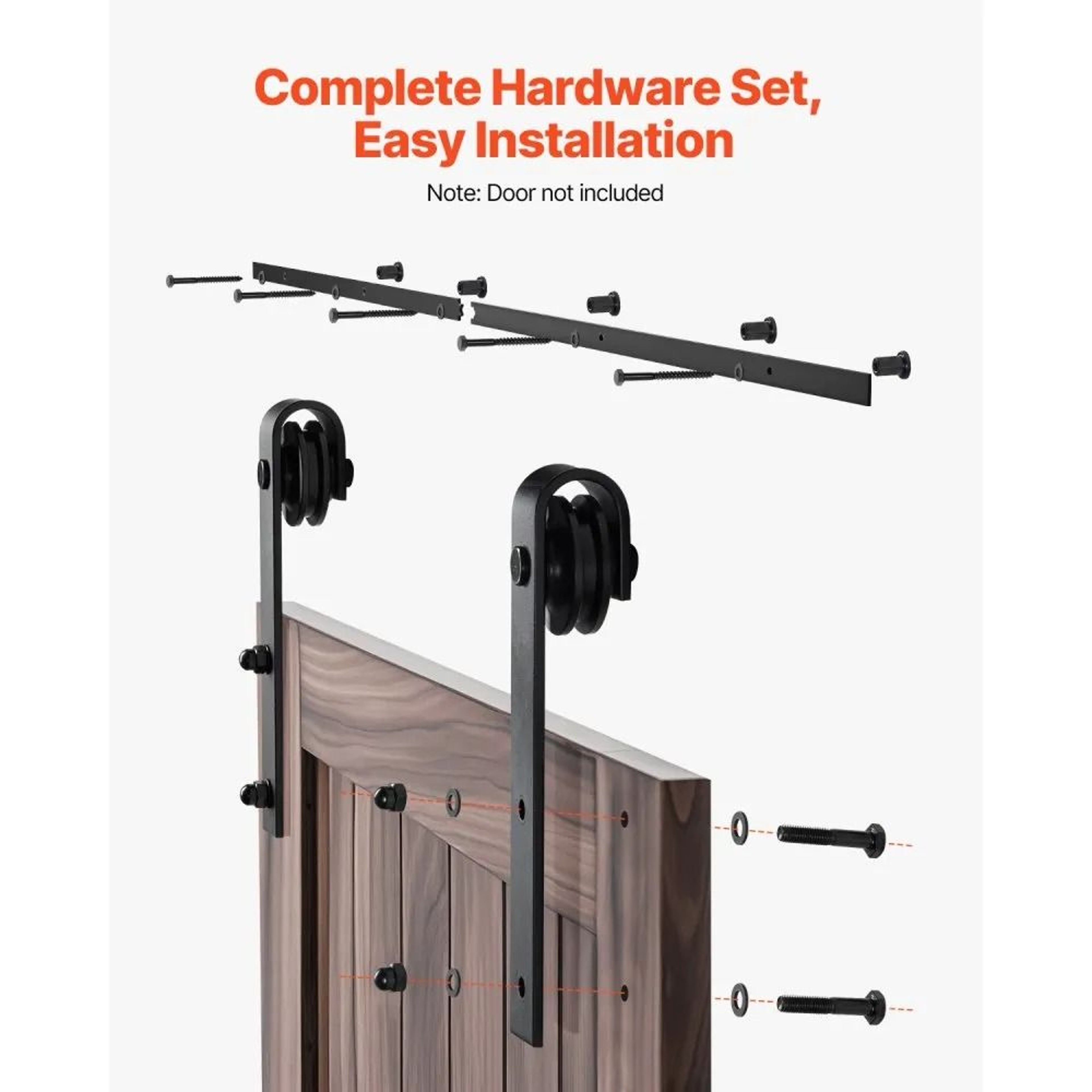 66FT Sliding Barn Door Hardware Kit With 330LB Capacity And JShape Rollers 1