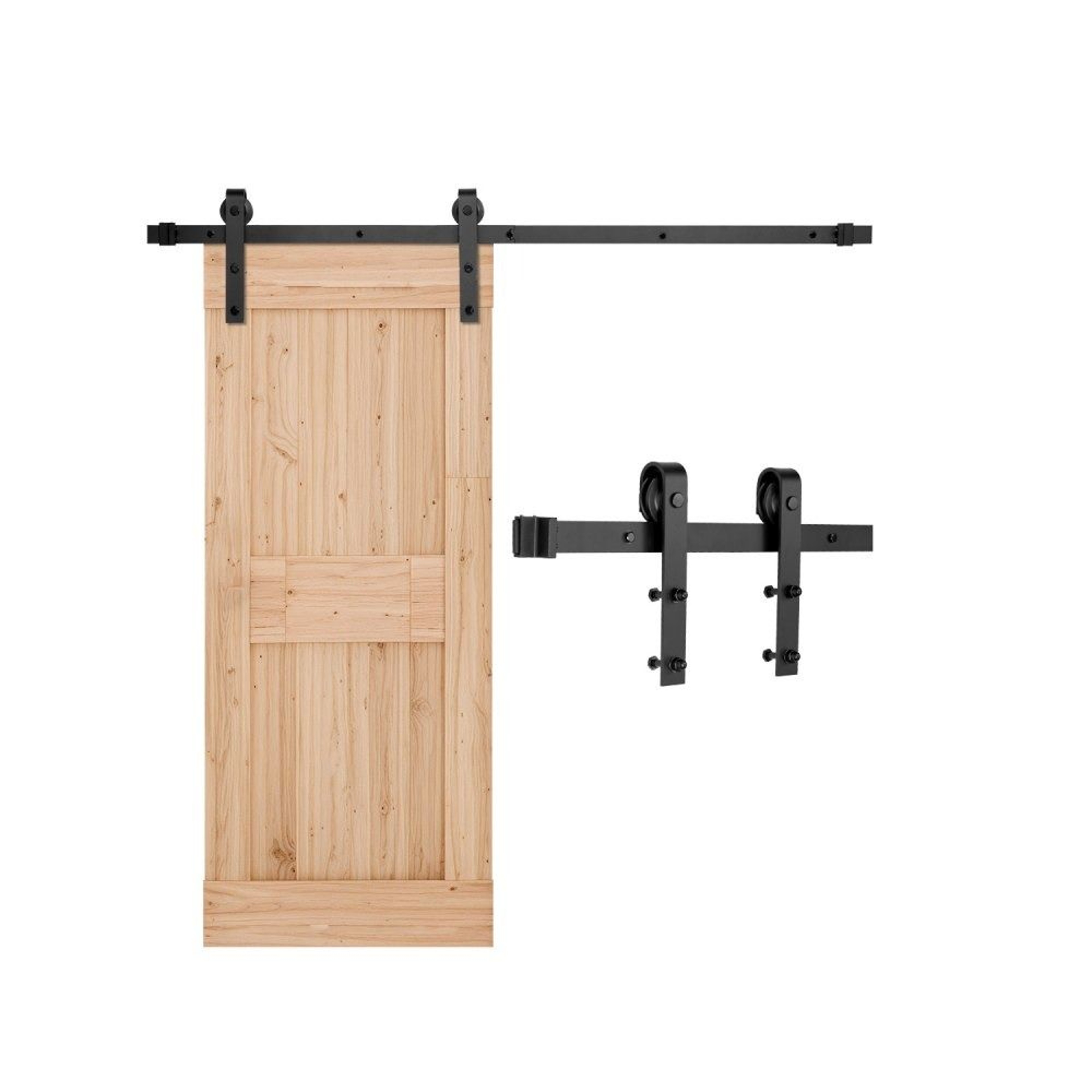 5FT Sliding Barn Door Hardware Kit With 330 LB Capacity And JShape Rollers 0