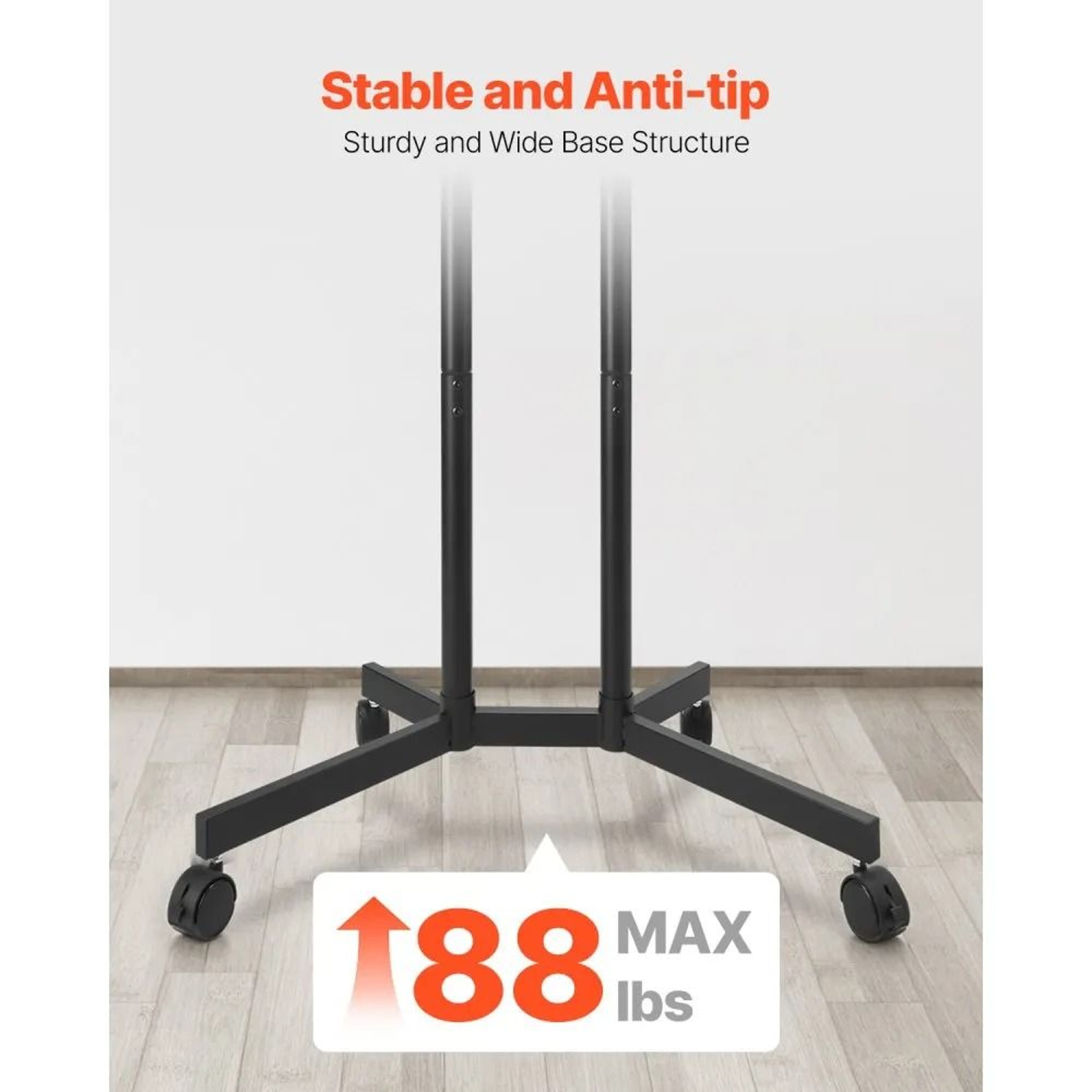 Rolling TV Stand For 3265 Inch TVs With Adjustable Height And Swivel Wheels 3