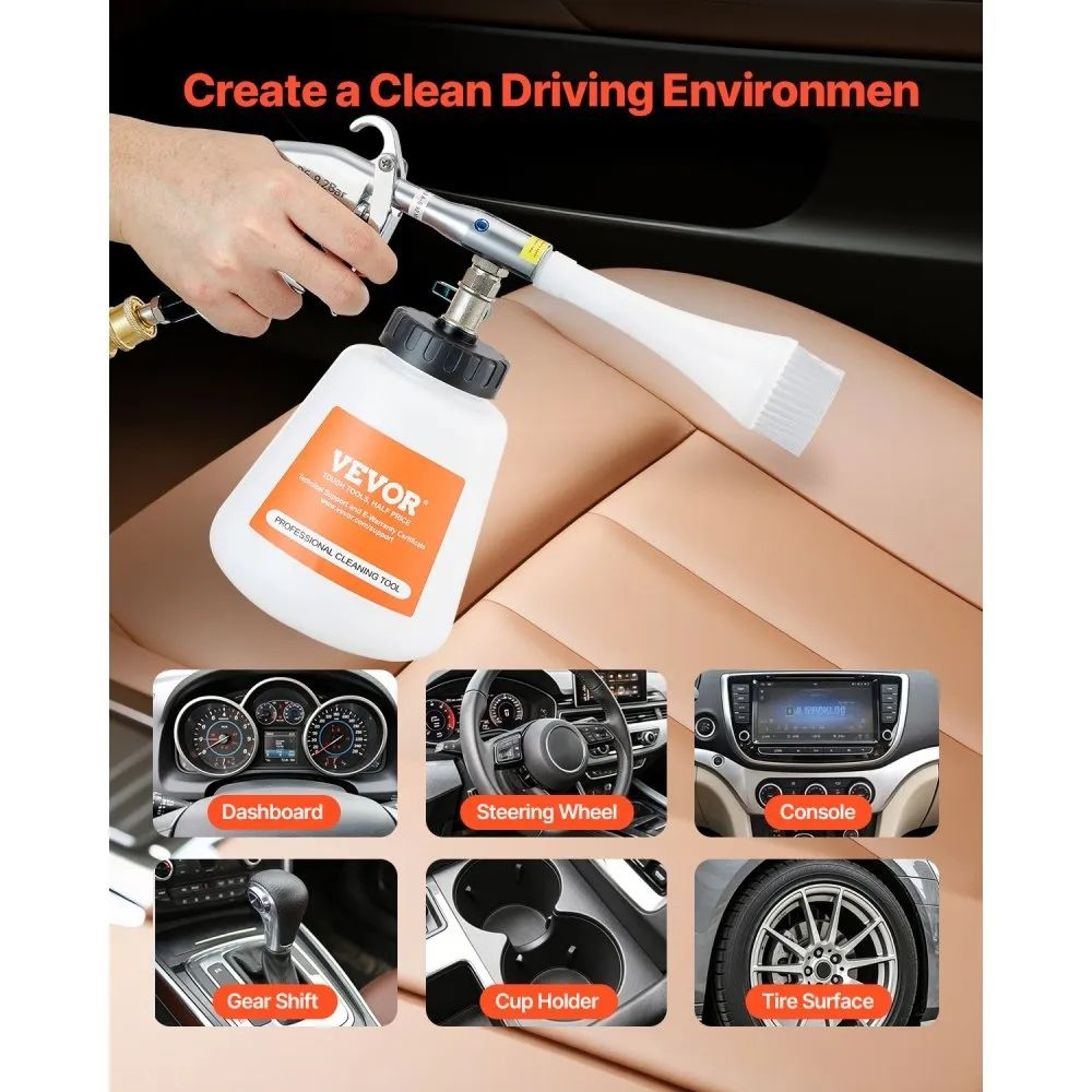 HighPressure Car Cleaning Gun With Vortex Nozzle And 1L Liquid Bottle 1
