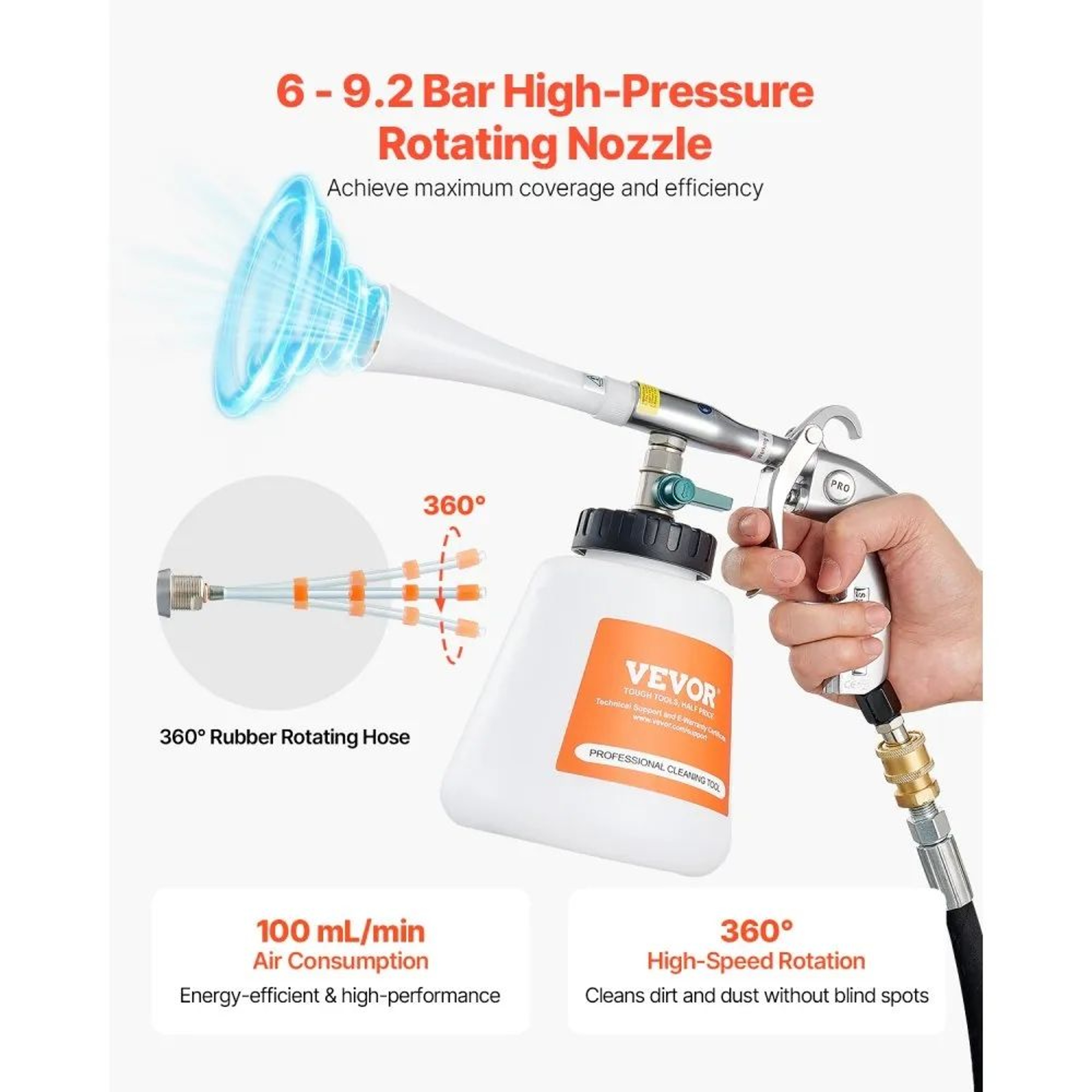 HighPressure Car Cleaning Gun With Vortex Nozzle And 1L Liquid Bottle 2