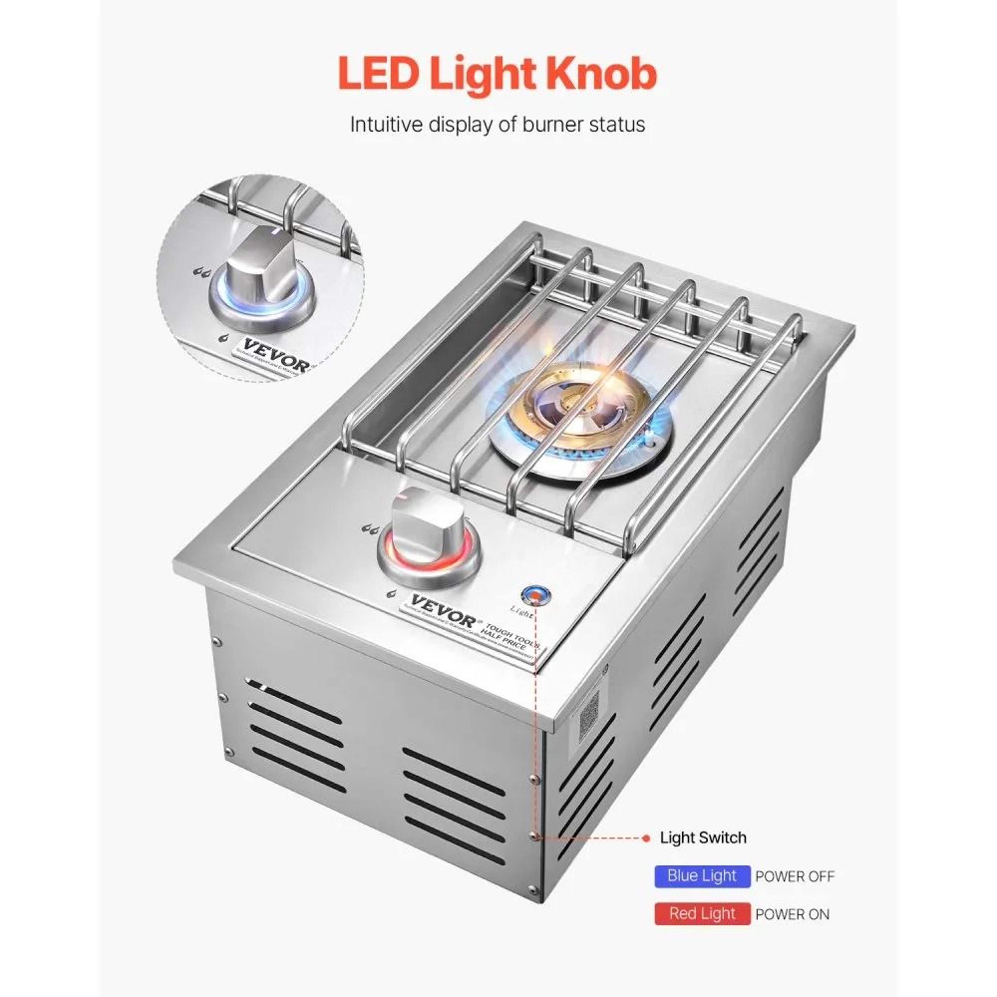 17000 BTU Outdoor Kitchen Side Burner With 304 Stainless Steel And LED Control 4