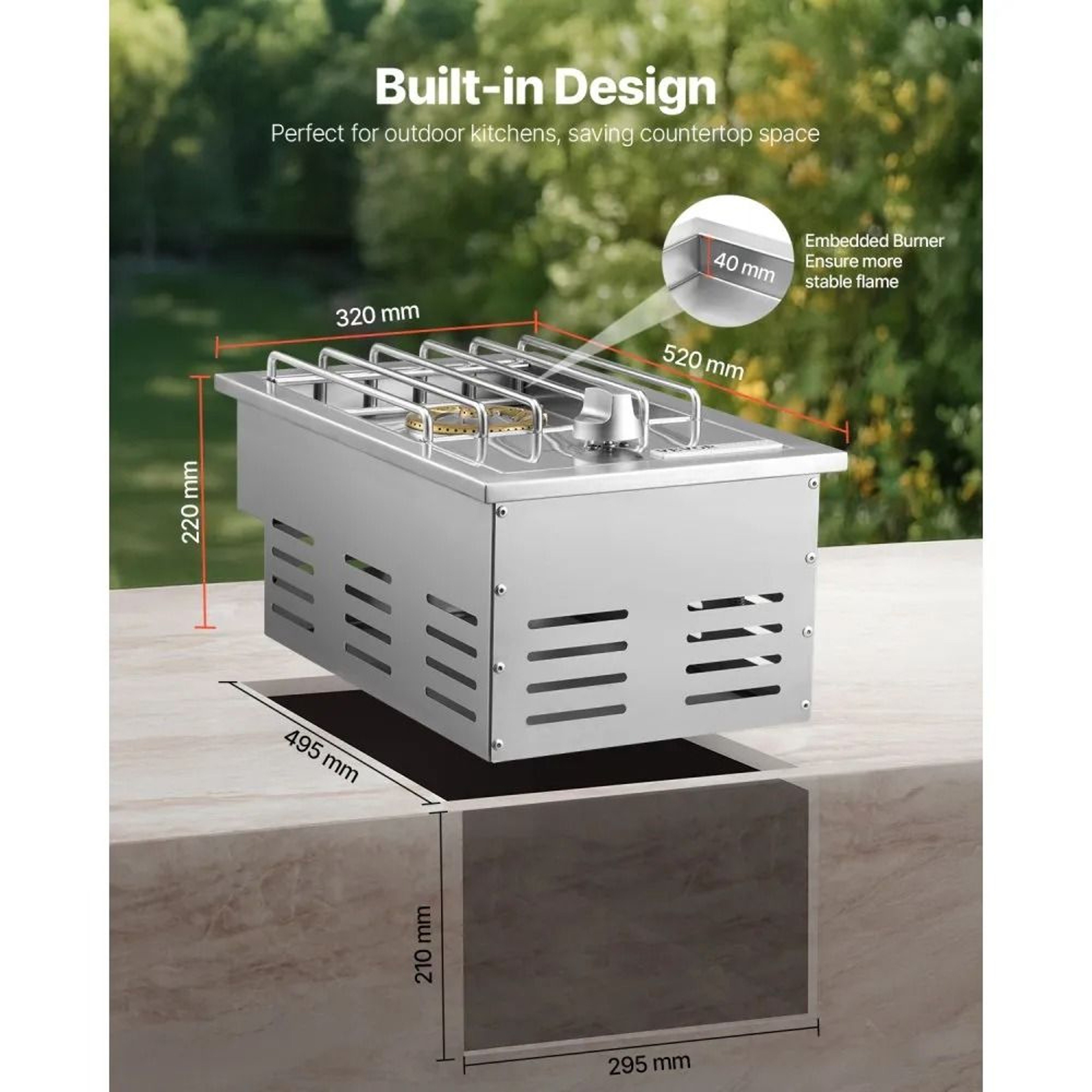15000 BTU Outdoor Side Burner With 304 Stainless Steel And Dual Gas Compatibility 5