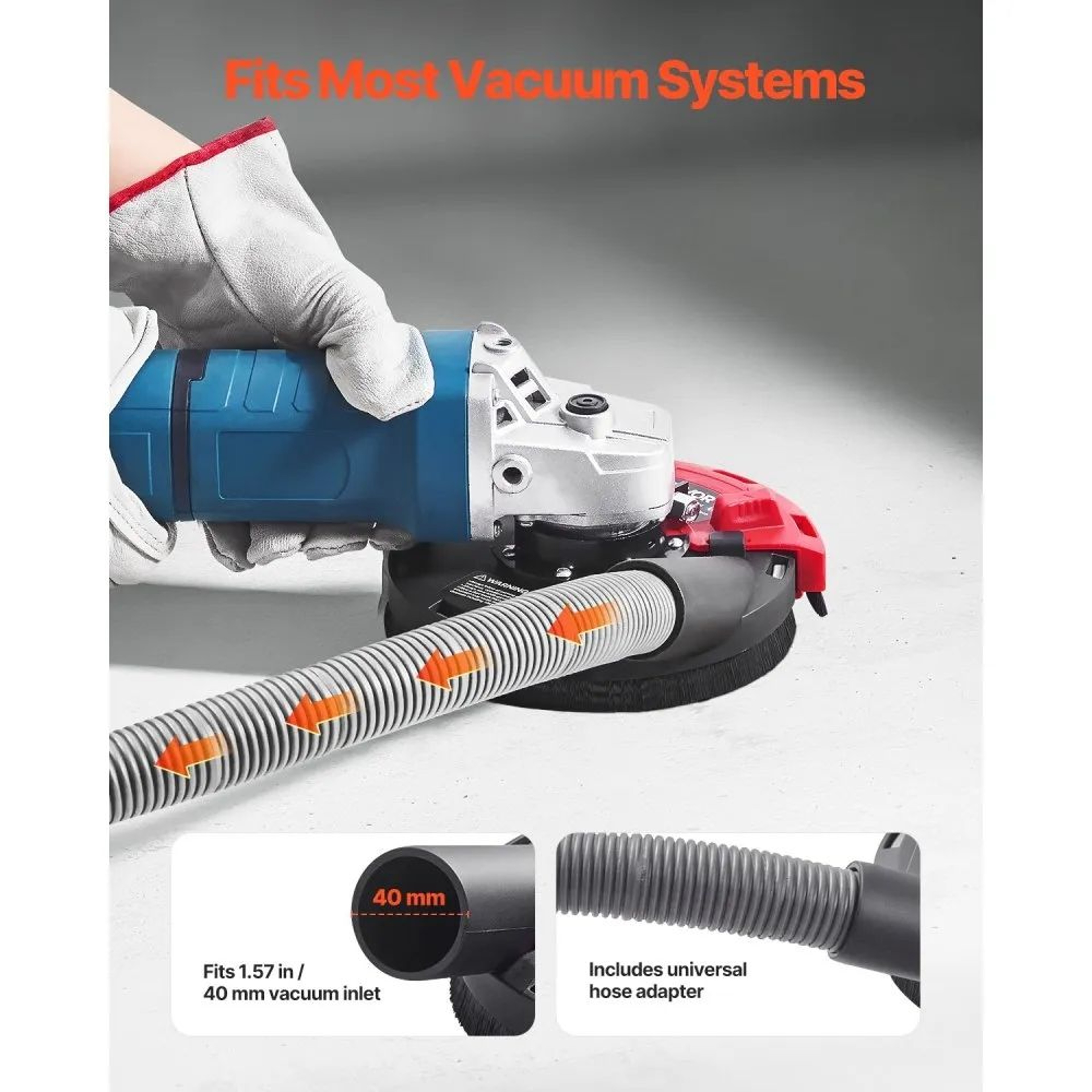 Angle Grinder Dust Shroud For 45 Inch Grinding Wheels With Vacuum Adapter 2