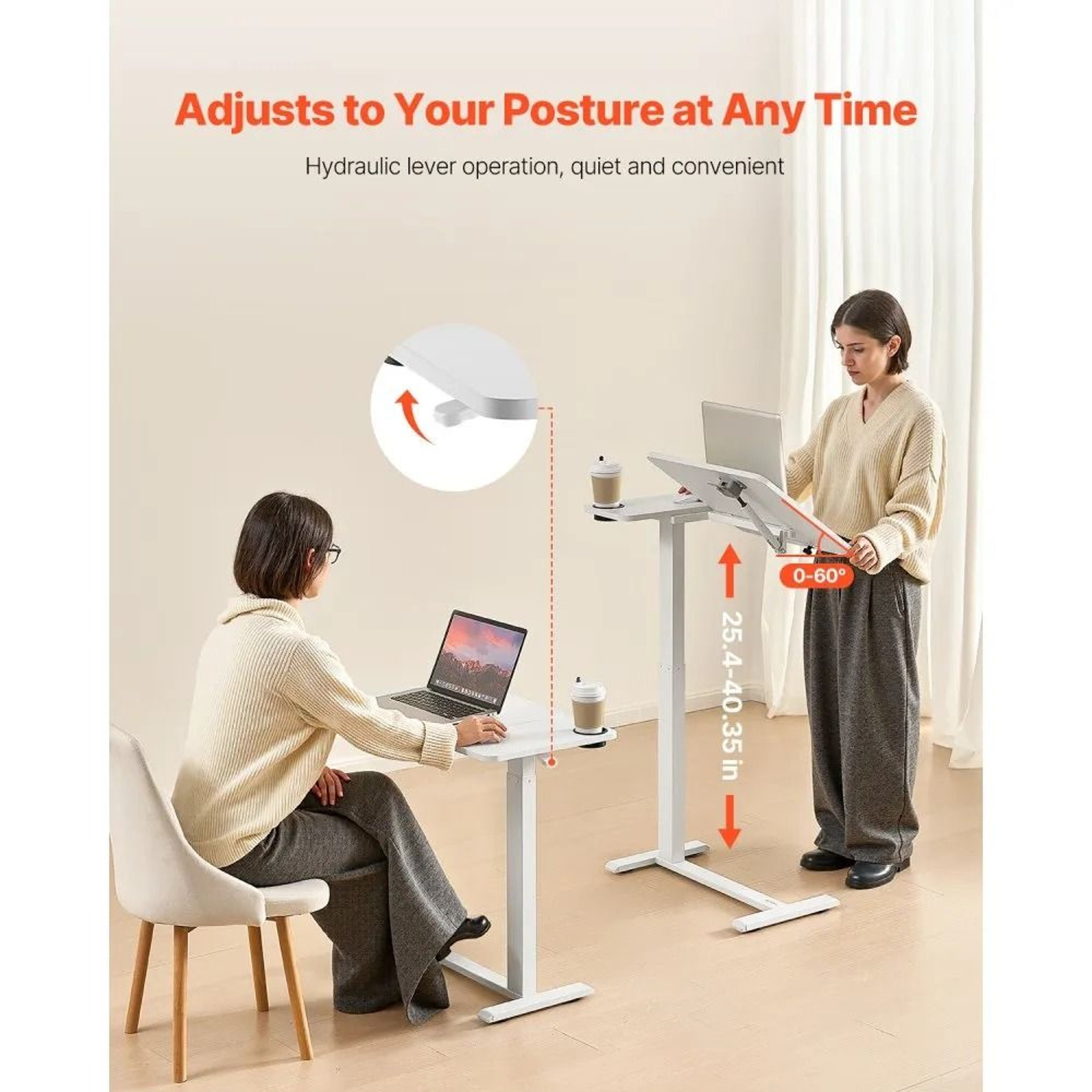Adjustable Overbed Table With Tilting Desktop And Hidden Wheels 1