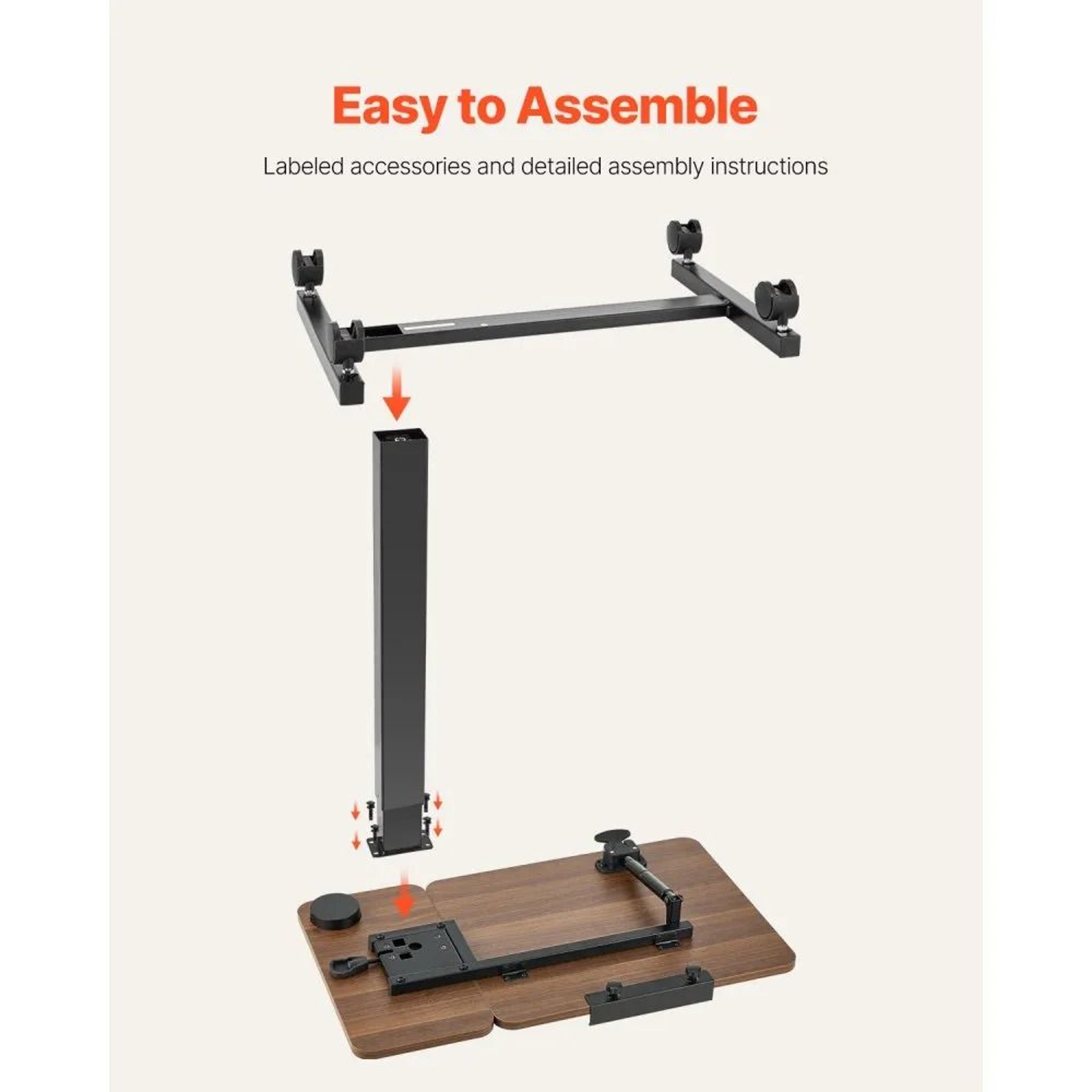 Adjustable Overbed Table With Tilting Desktop And Rolling Wheels 5