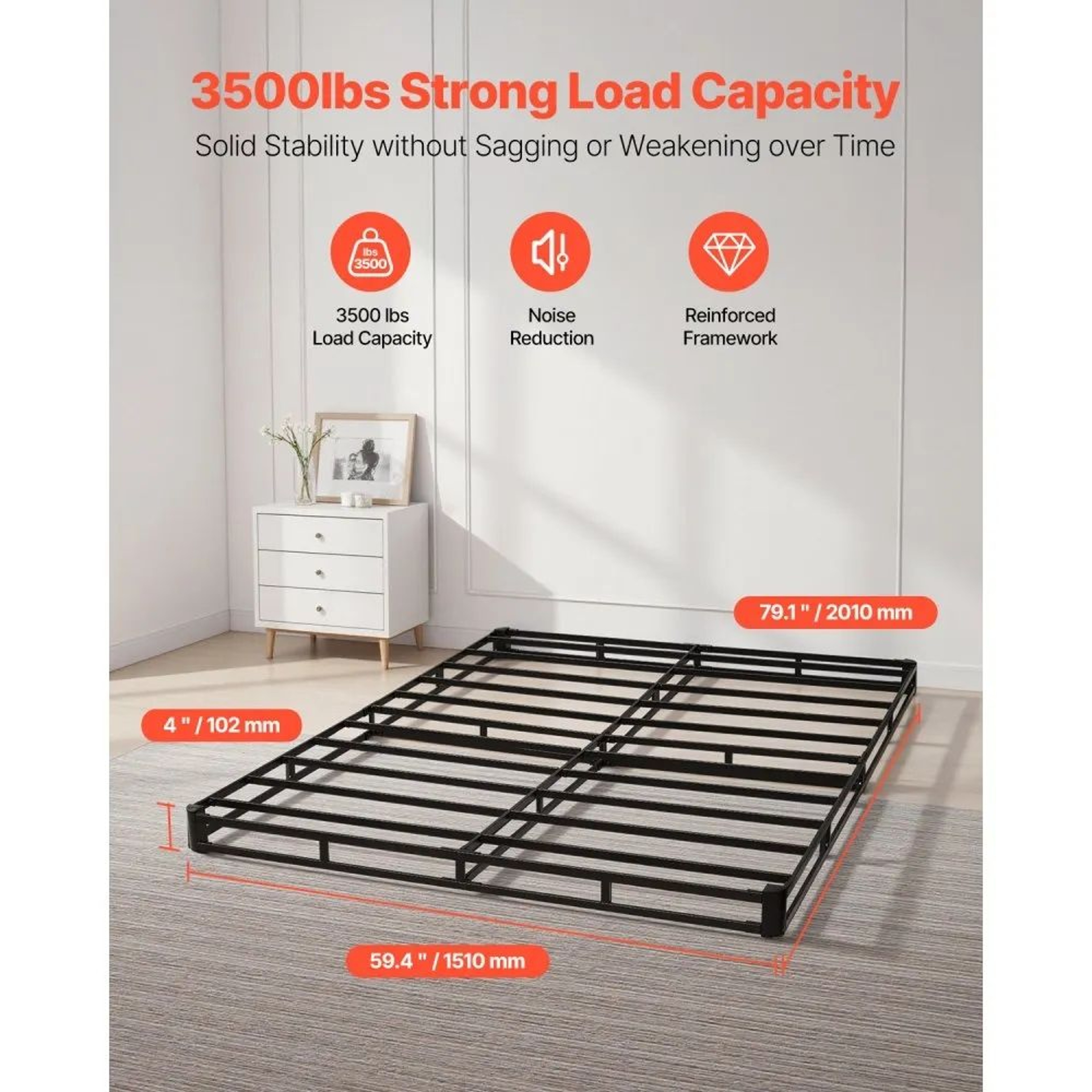 Queen Size Box Spring With Heavy Duty Metal Frame And Washable Fabric Cover 1