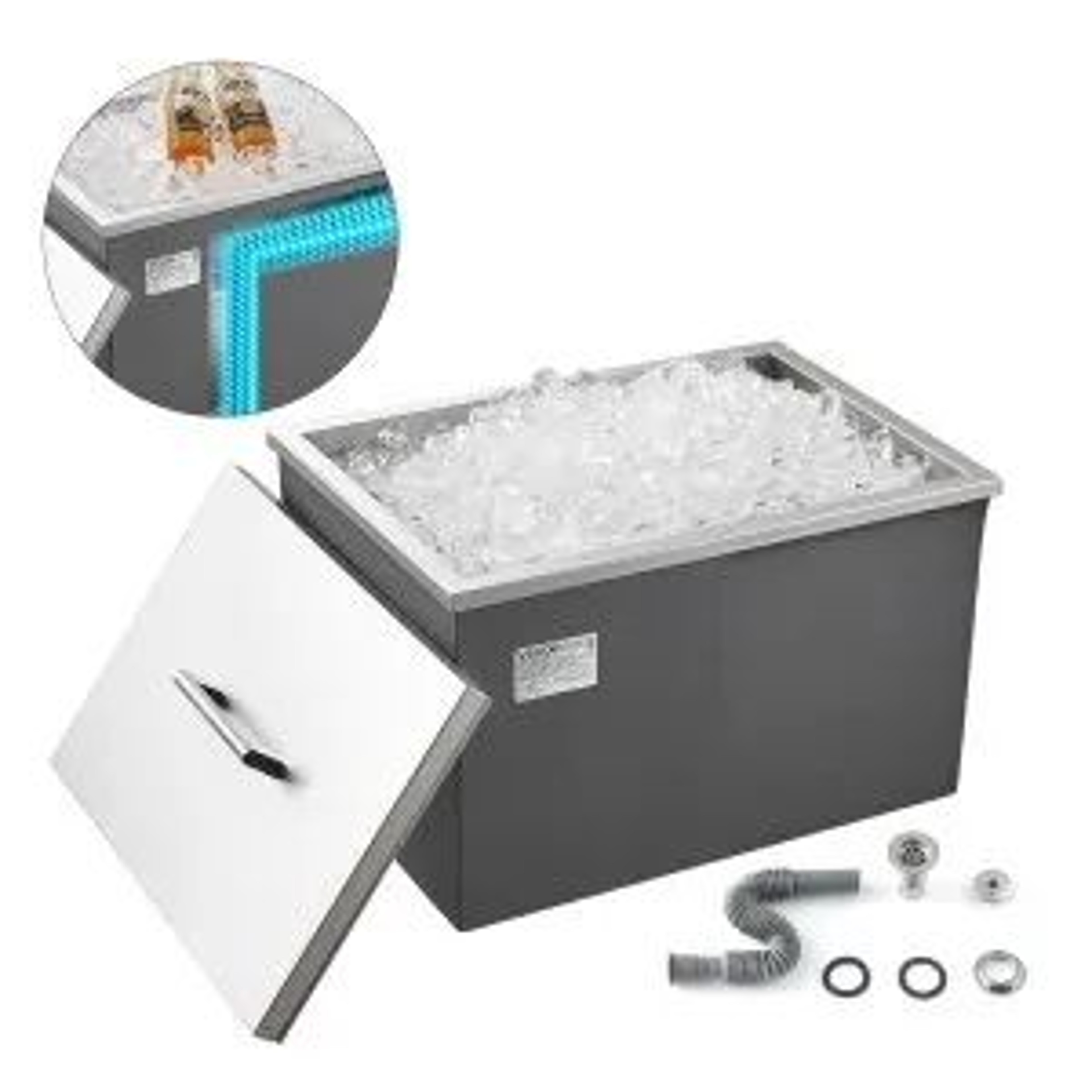 317 QT Stainless Steel DropIn Ice Chest With Insulated Pot Lid And Drain Pipe 0