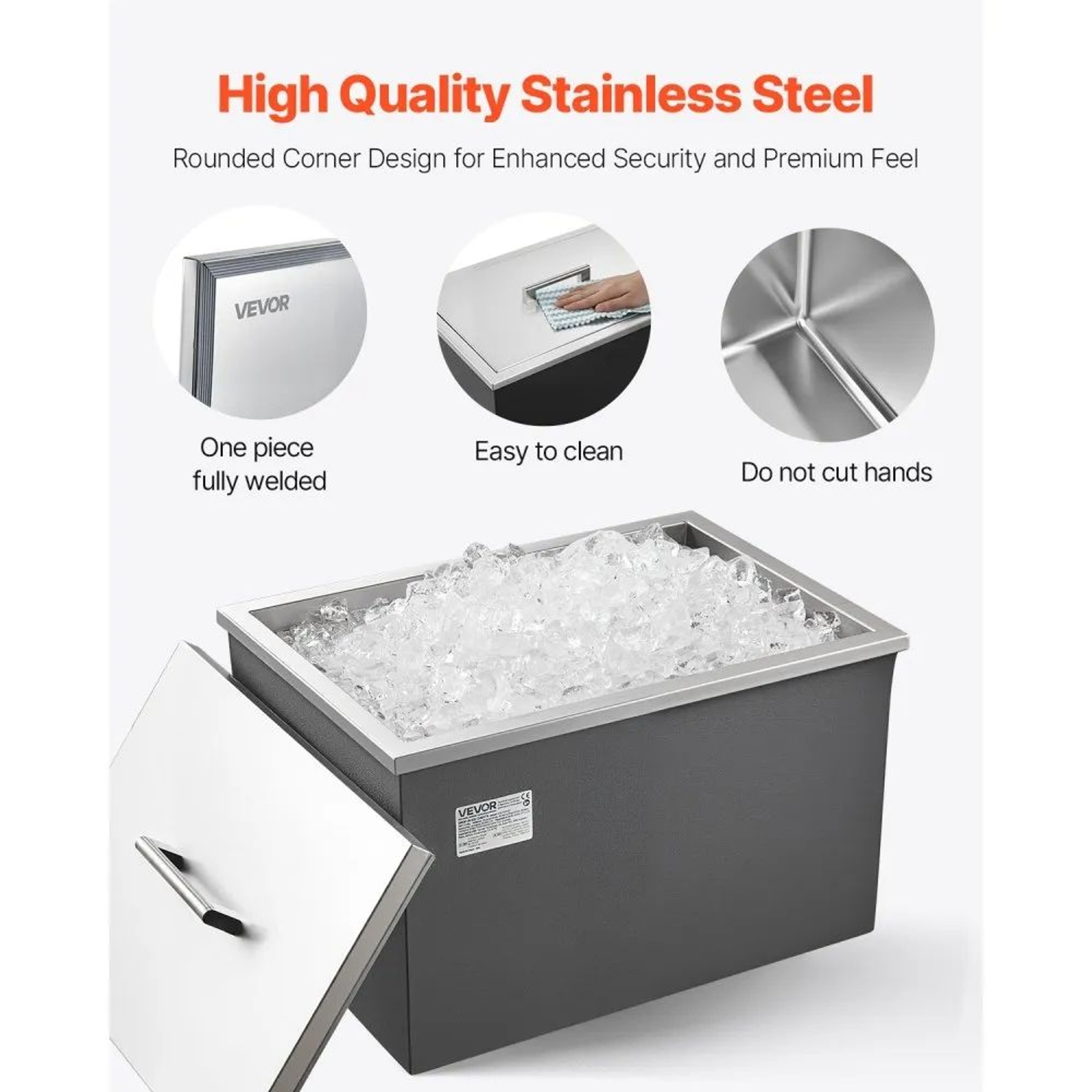 317 QT Stainless Steel DropIn Ice Chest With Insulated Pot Lid And Drain Pipe 4