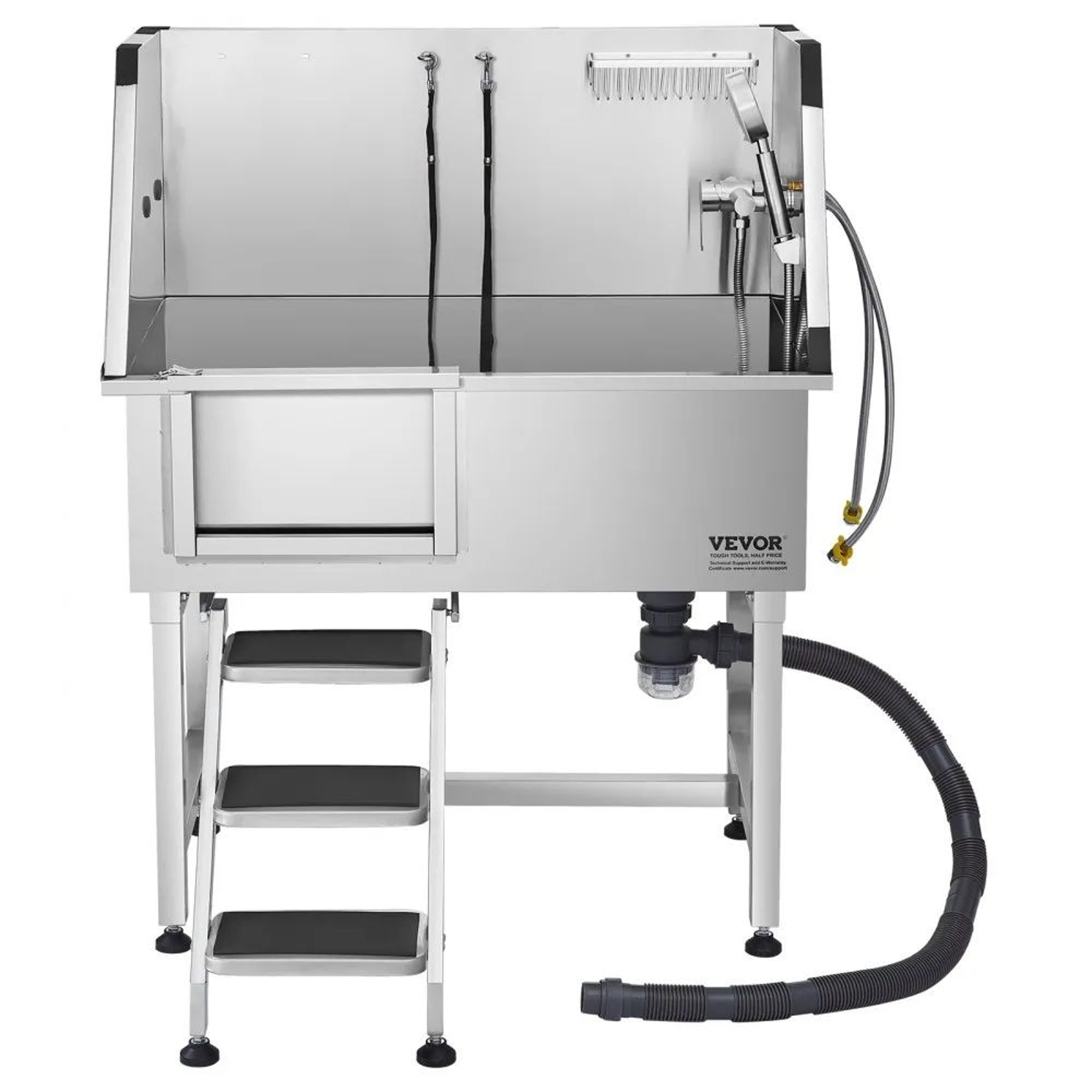 38Inch Stainless Steel Dog Washing Station With Hot And Cold Faucet And NonSlip Stairs 6