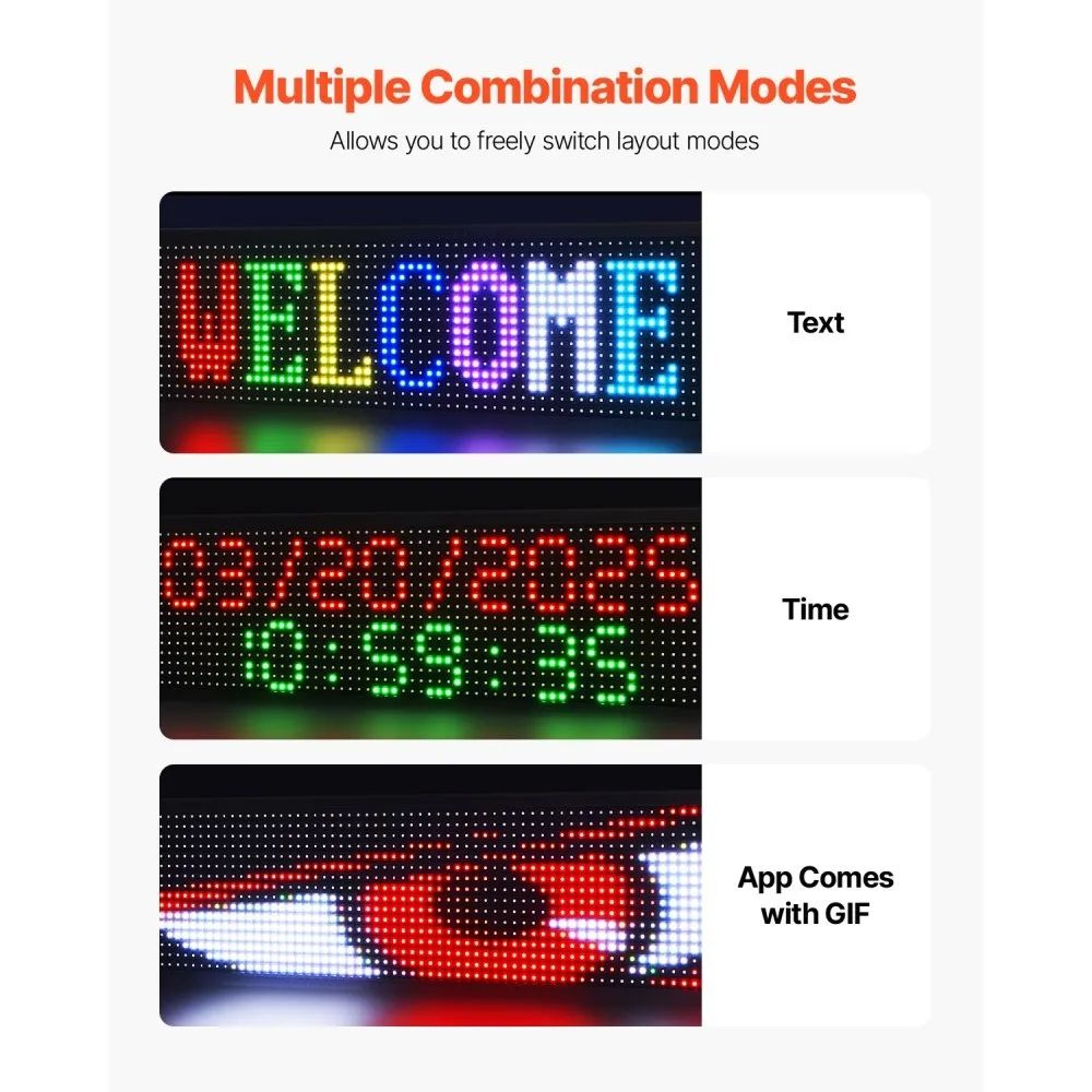 Programmable LED Sign With Bluetooth App Control And Full Color Scrolling Display 3