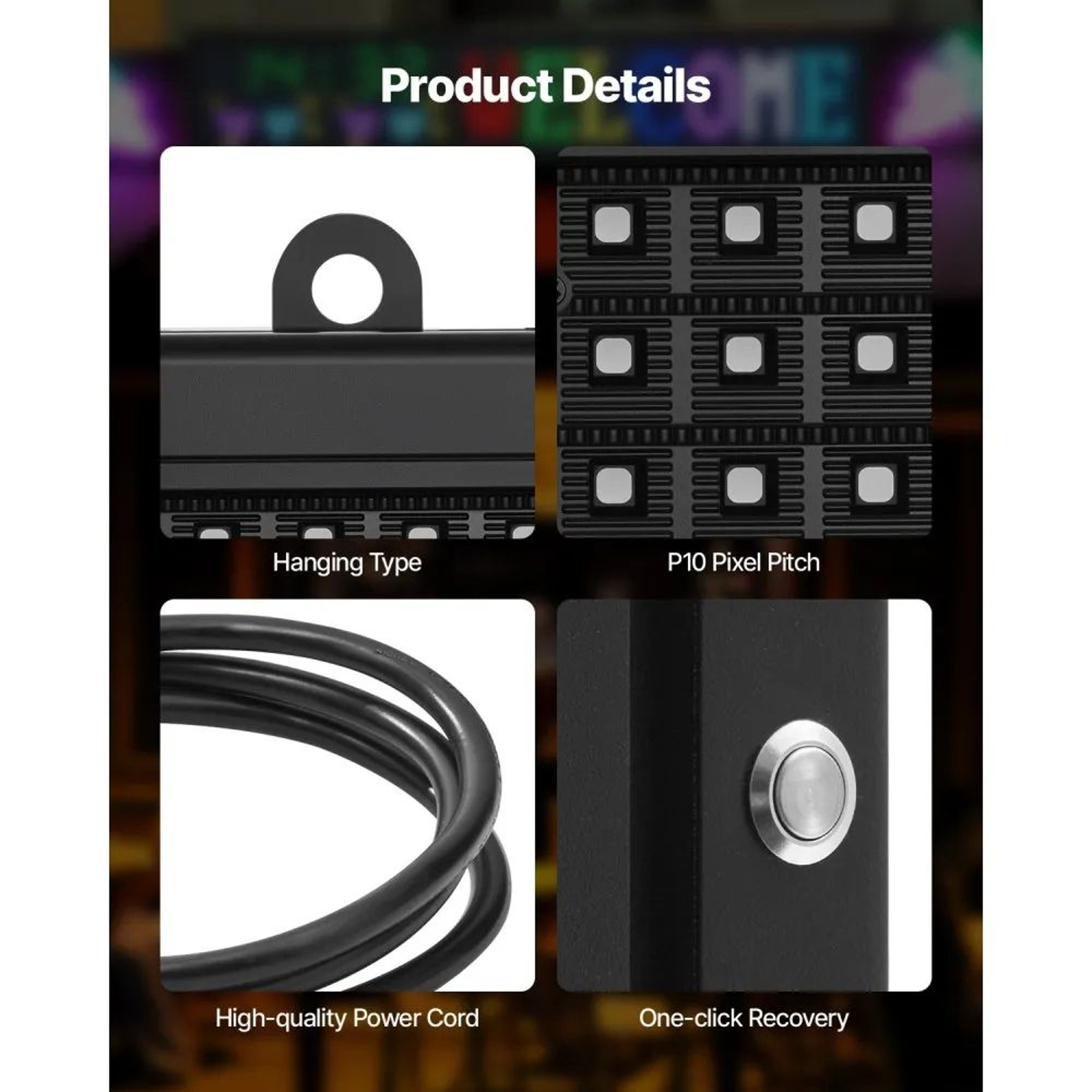 Programmable LED Sign With Bluetooth App Control Full Color Scrolling Display 5