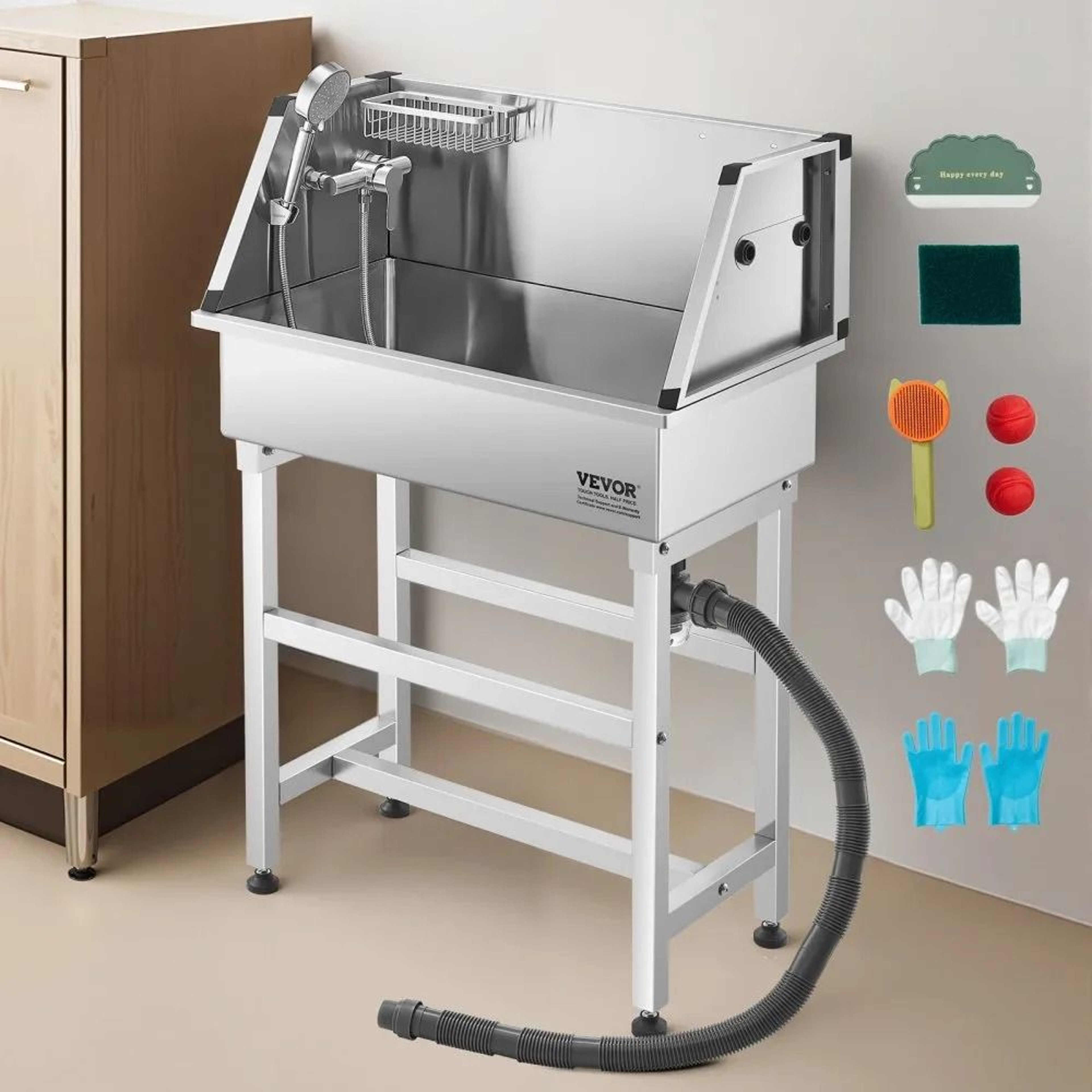34Inch Stainless Steel Dog Washing Station With Hot And Cold Faucet 5