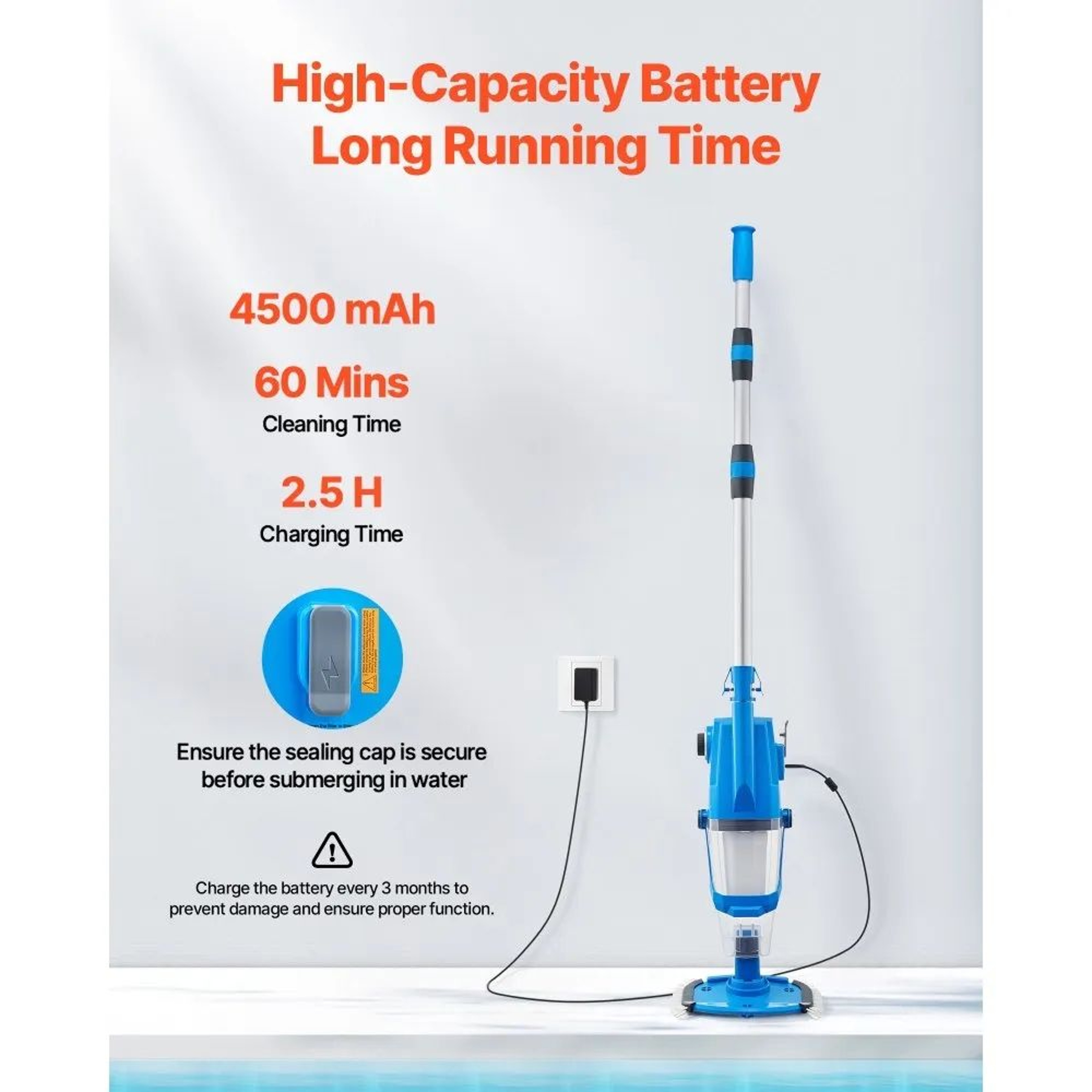 Cordless Pool Vacuum With 26 GPM Suction And Adjustable Extension Pole 4