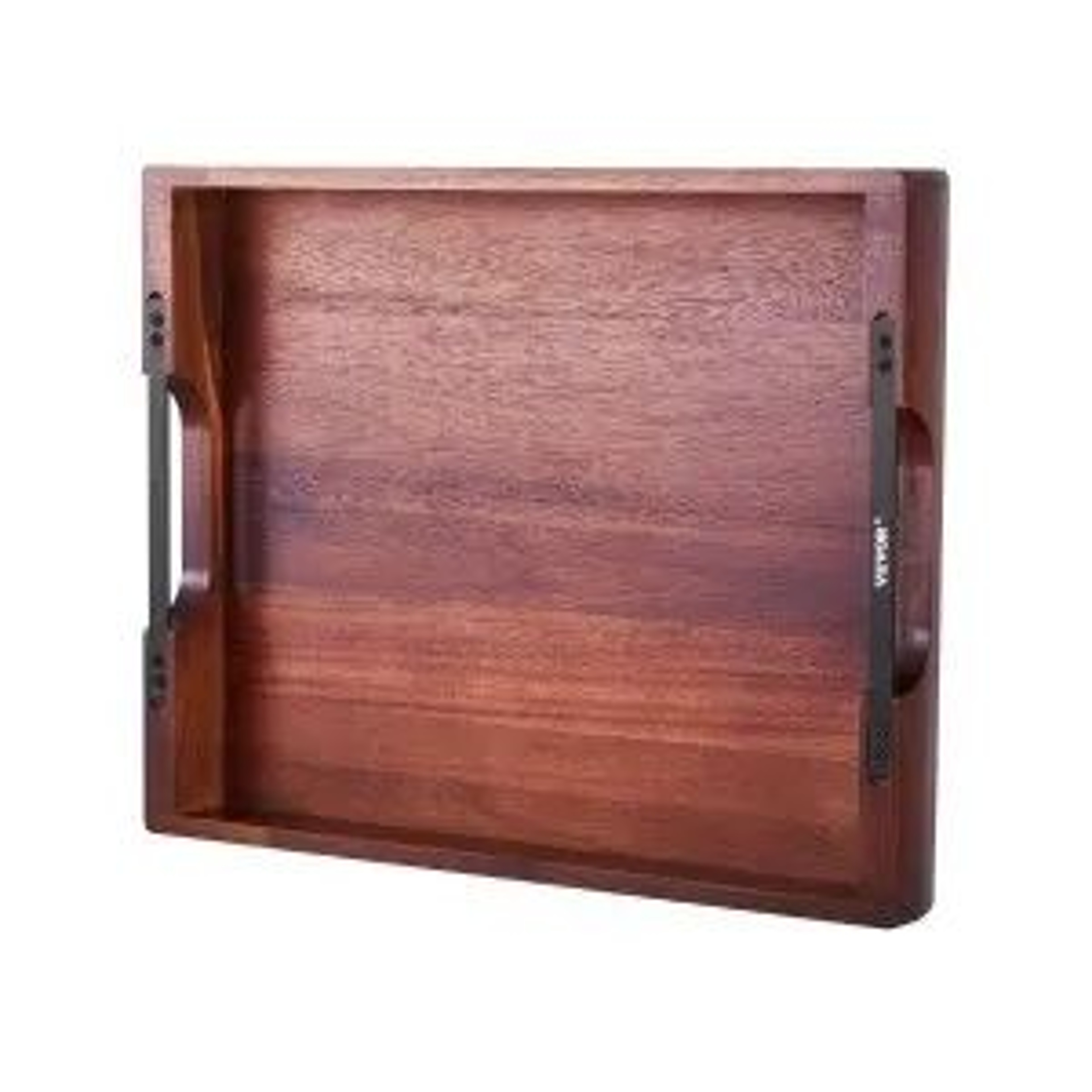 Acacia Wood Serving Tray With Iron Handles Rustic Ottoman And Coffee Table Tray 0