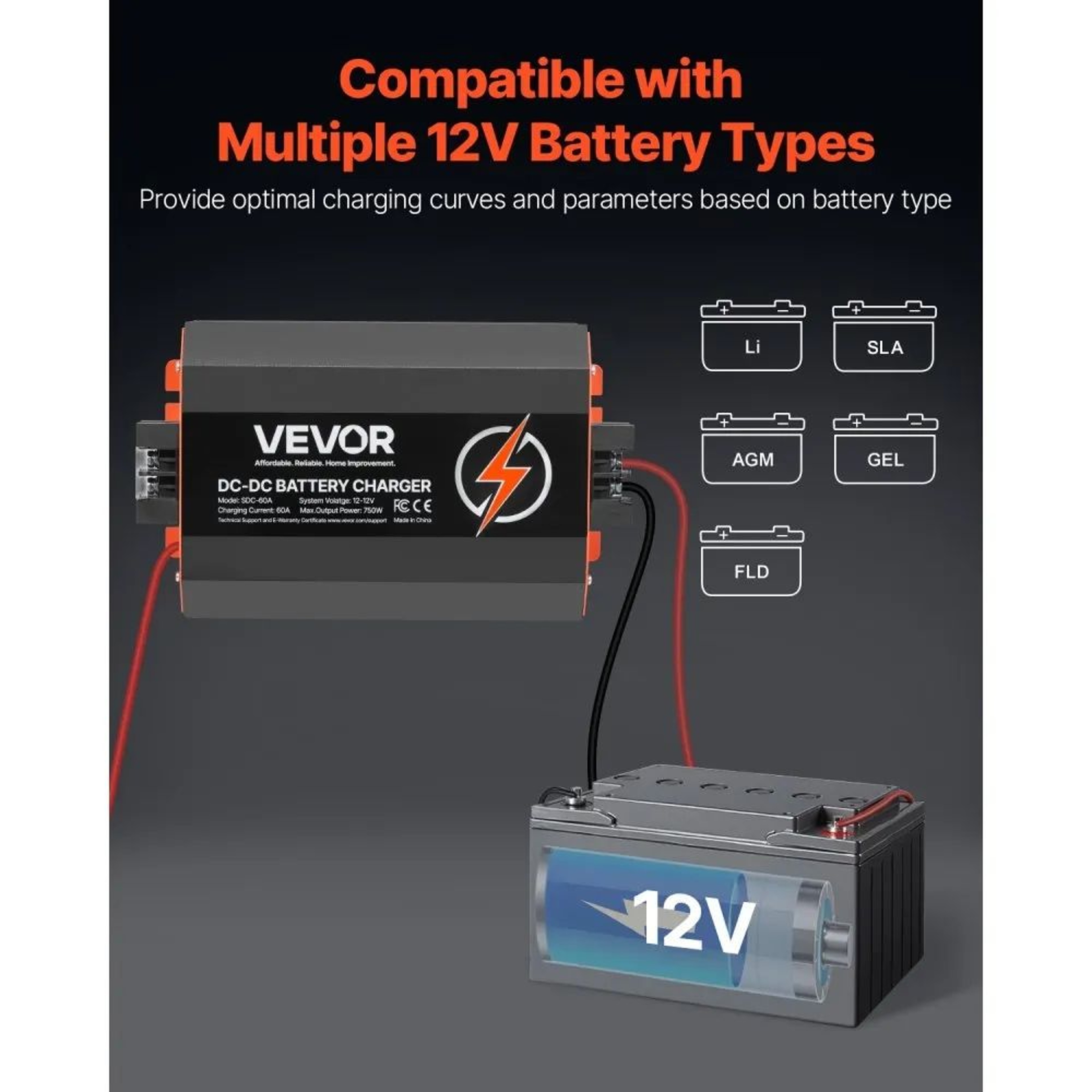 12V 60A DC To DC Battery Charger With 750W Output And Smart MultiStage Charging 4