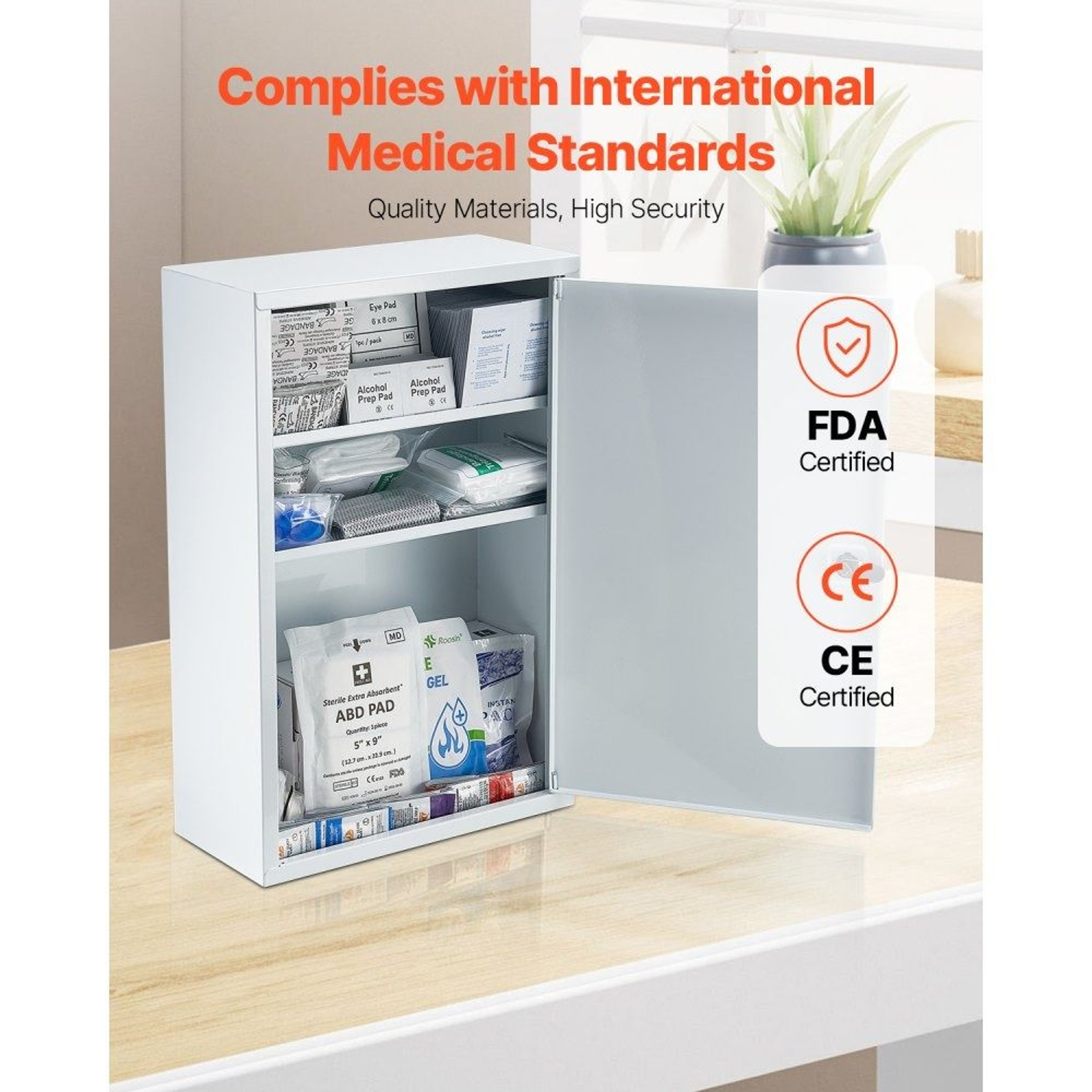 1000Piece First Aid Cabinet With 3 Shelves And WallMountable Steel Design 5