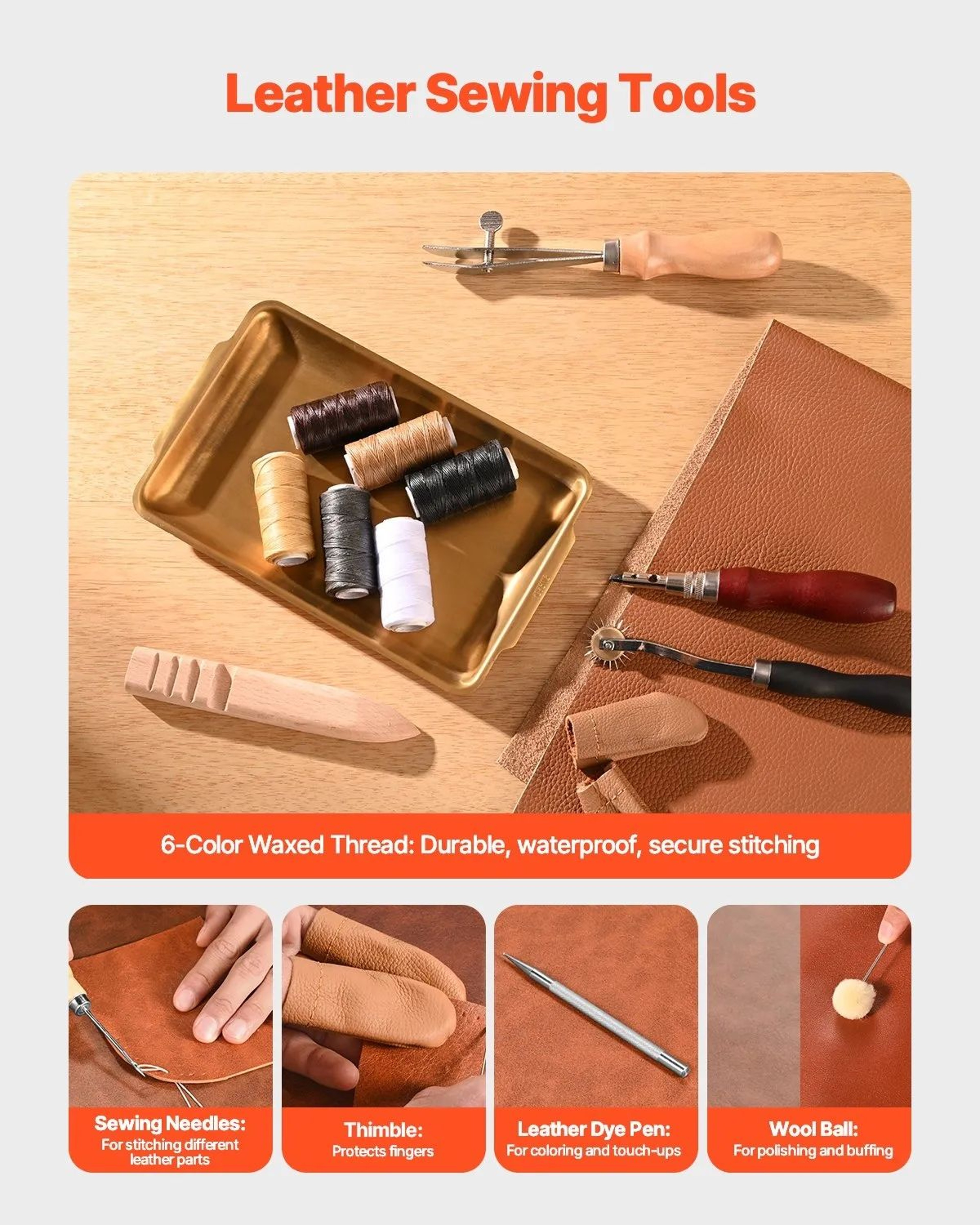59Piece Leather Working Tools Kit With Engraving Sewing Punching Tools And Canvas Bag 1