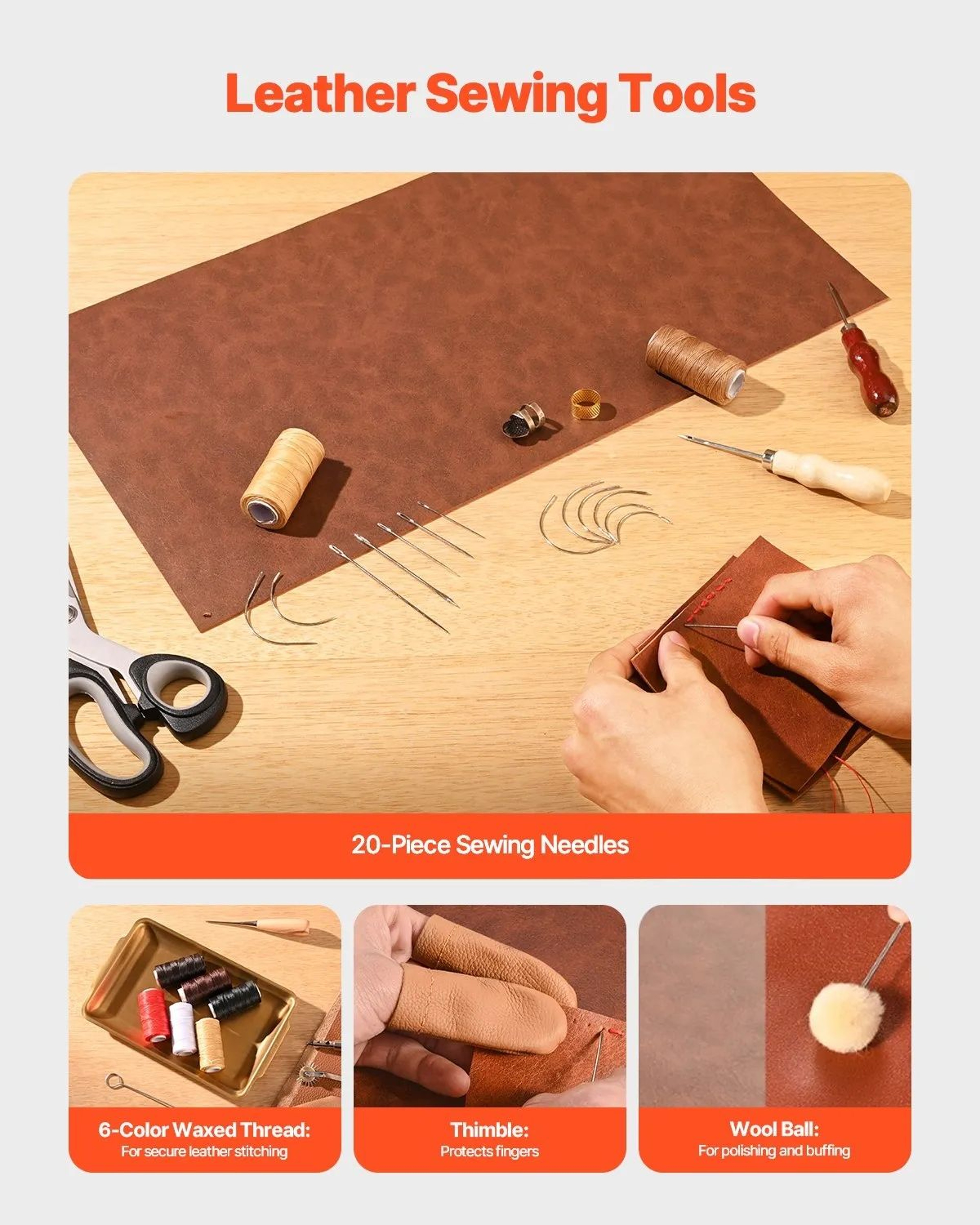72Piece Leather Working Tools Kit With Leather Storage Bag For DIY Crafting 1