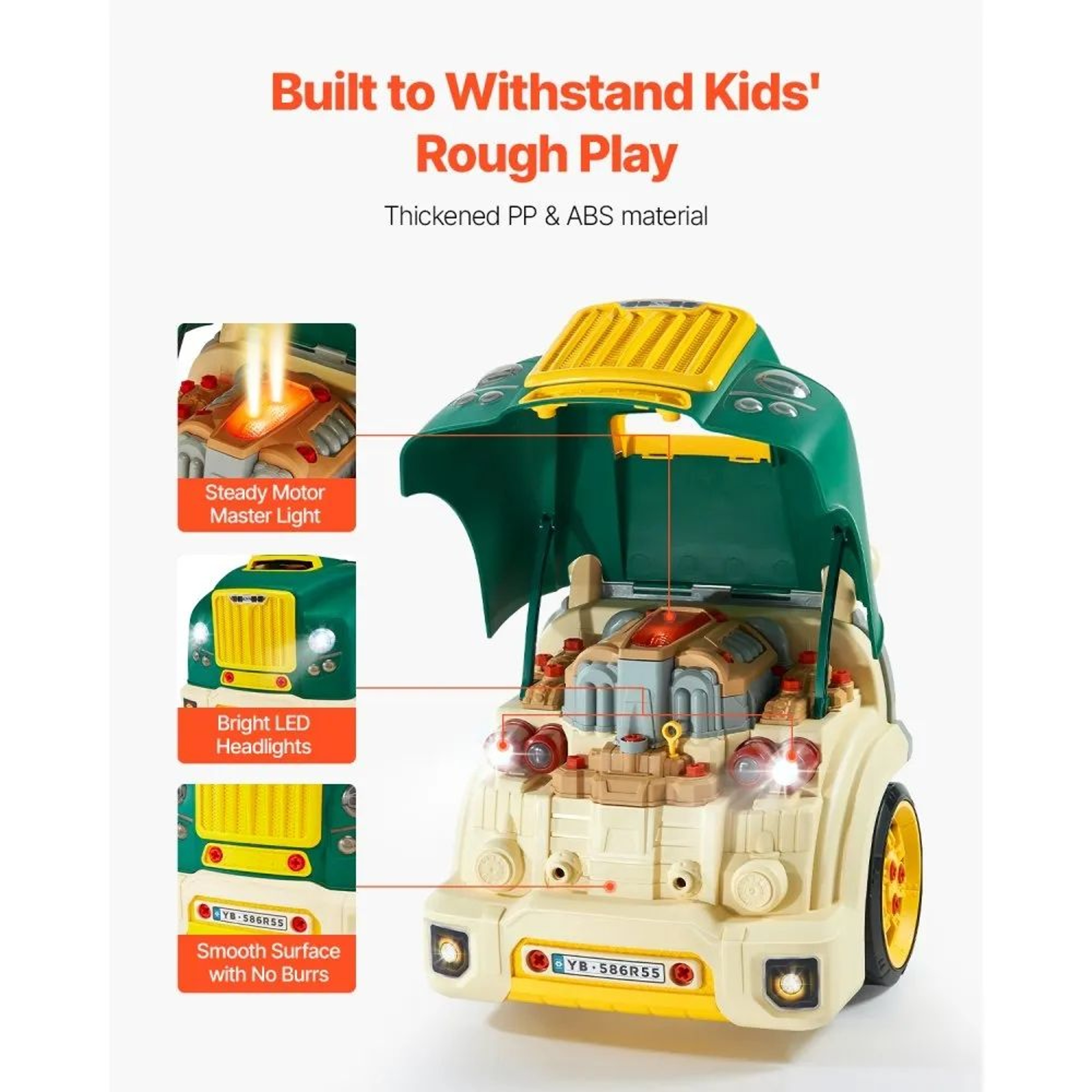 Kids Mechanic Engine Toy 60Piece Car Repair Play Set With Lights And Sounds 3
