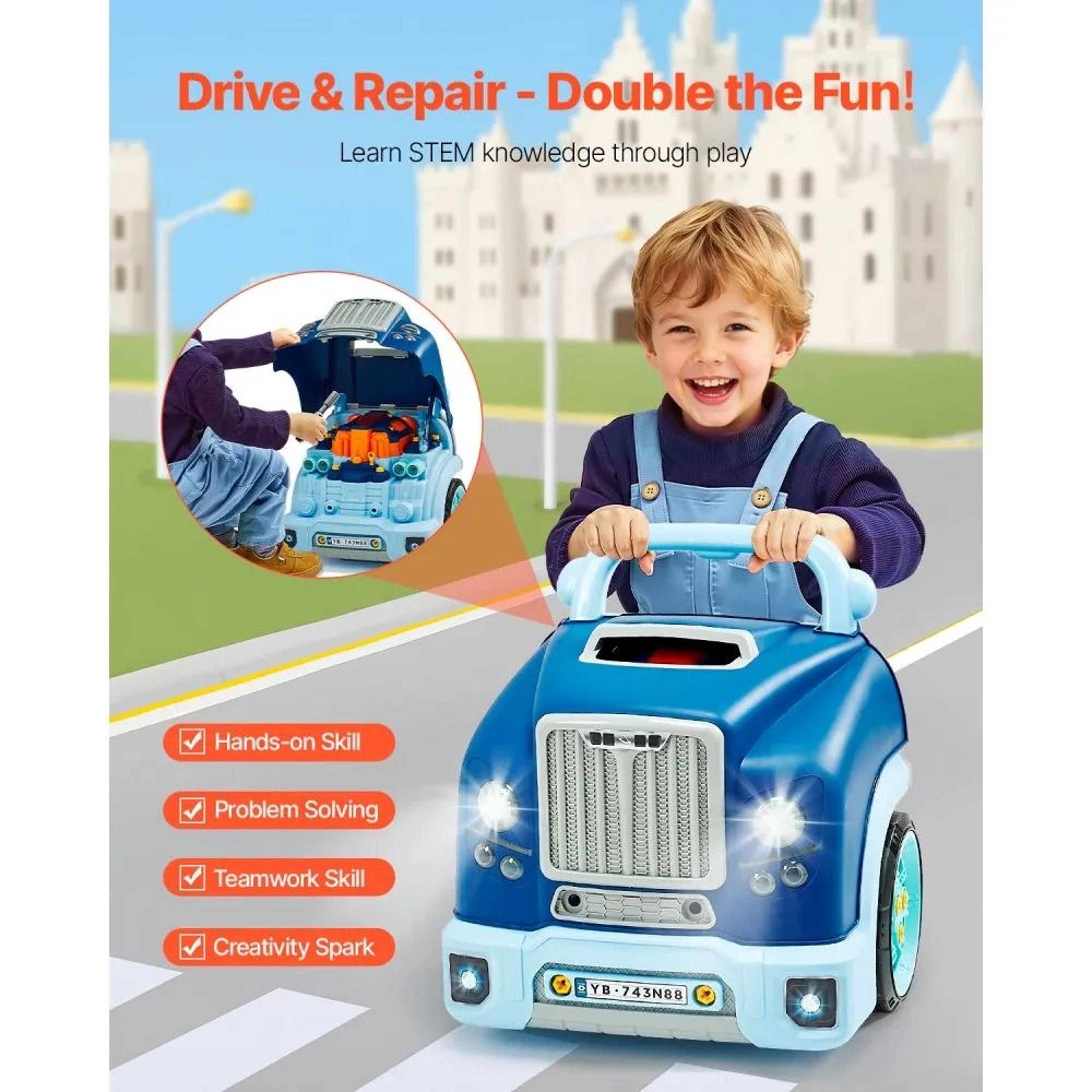 Kids Mechanic Engine Toy Car Repair Play Set With Lights And Sounds 1
