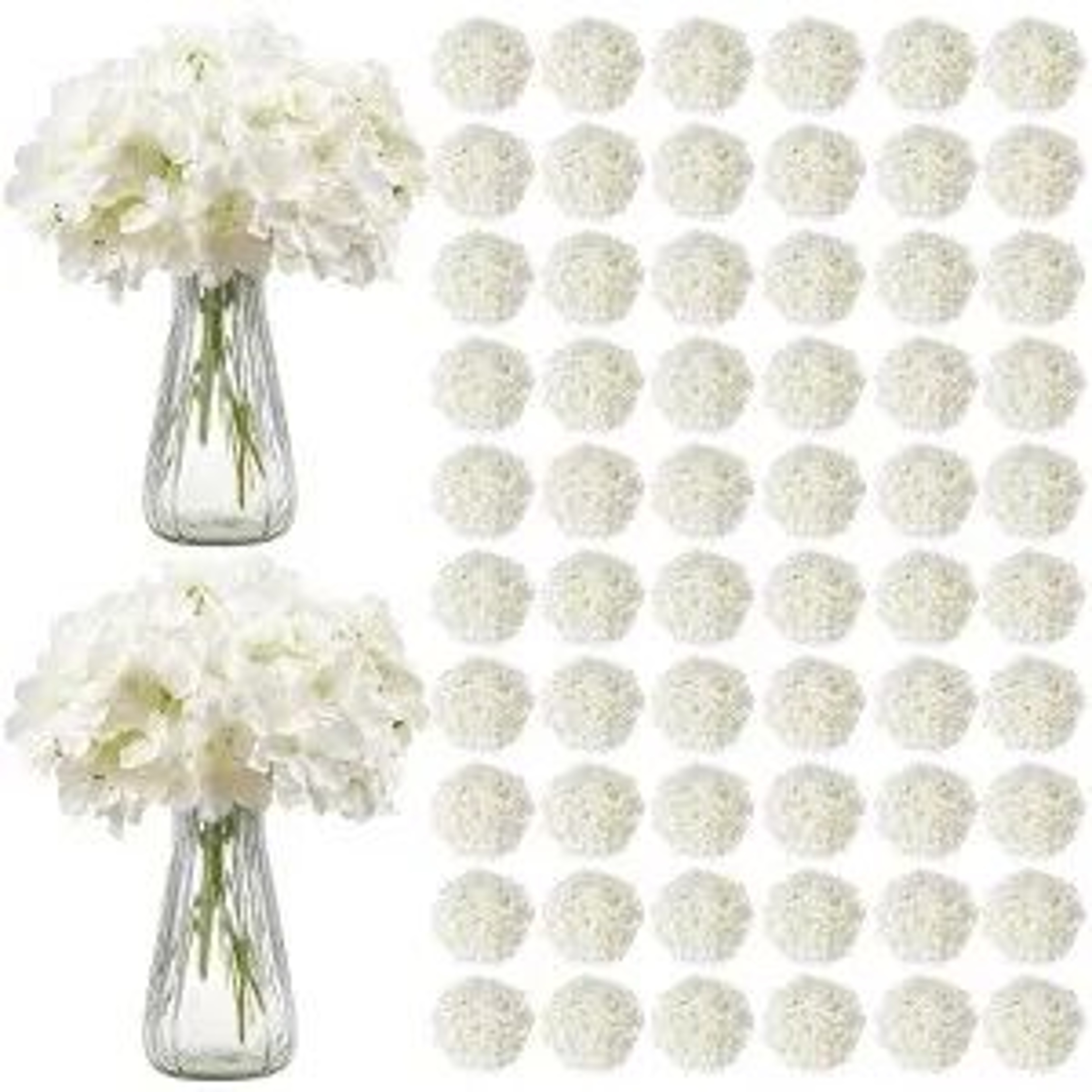 205Piece White Artificial Hydrangea Flowers With Silk Petals And Flexible Stems 5