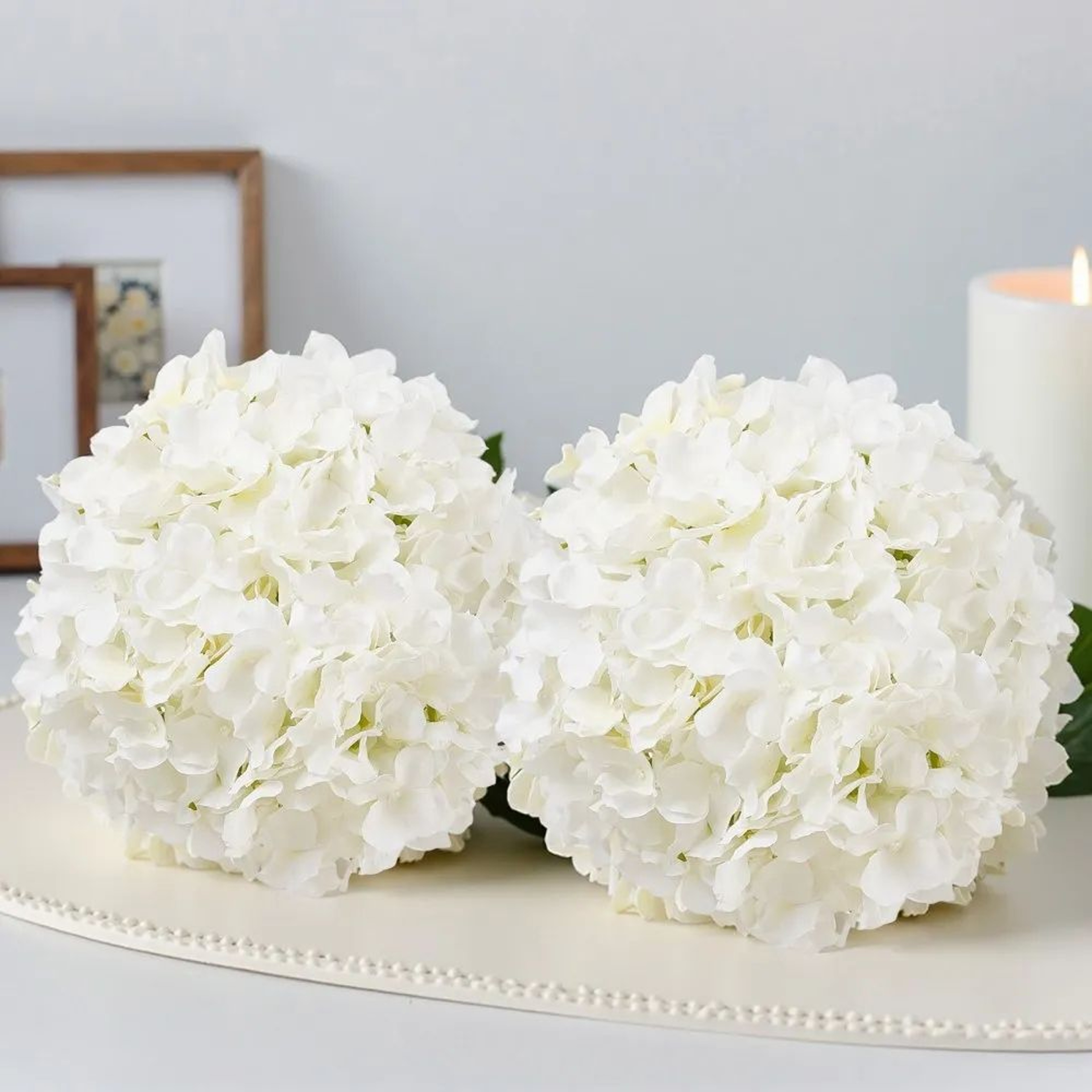 205Piece White Artificial Hydrangea Flowers With Silk Petals And Flexible Stems 3
