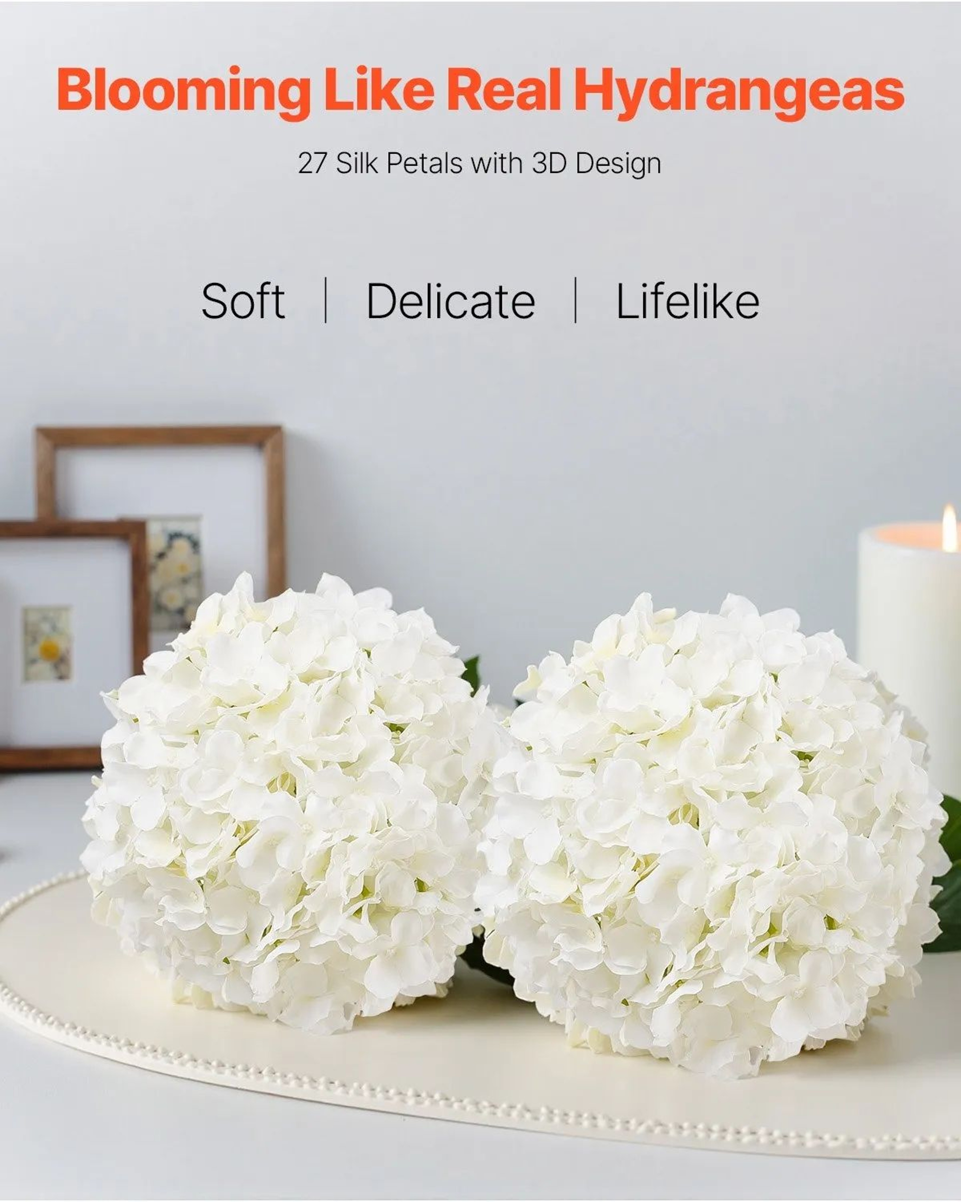 205Piece White Artificial Hydrangea Flowers With Silk Petals And Flexible Stems 6
