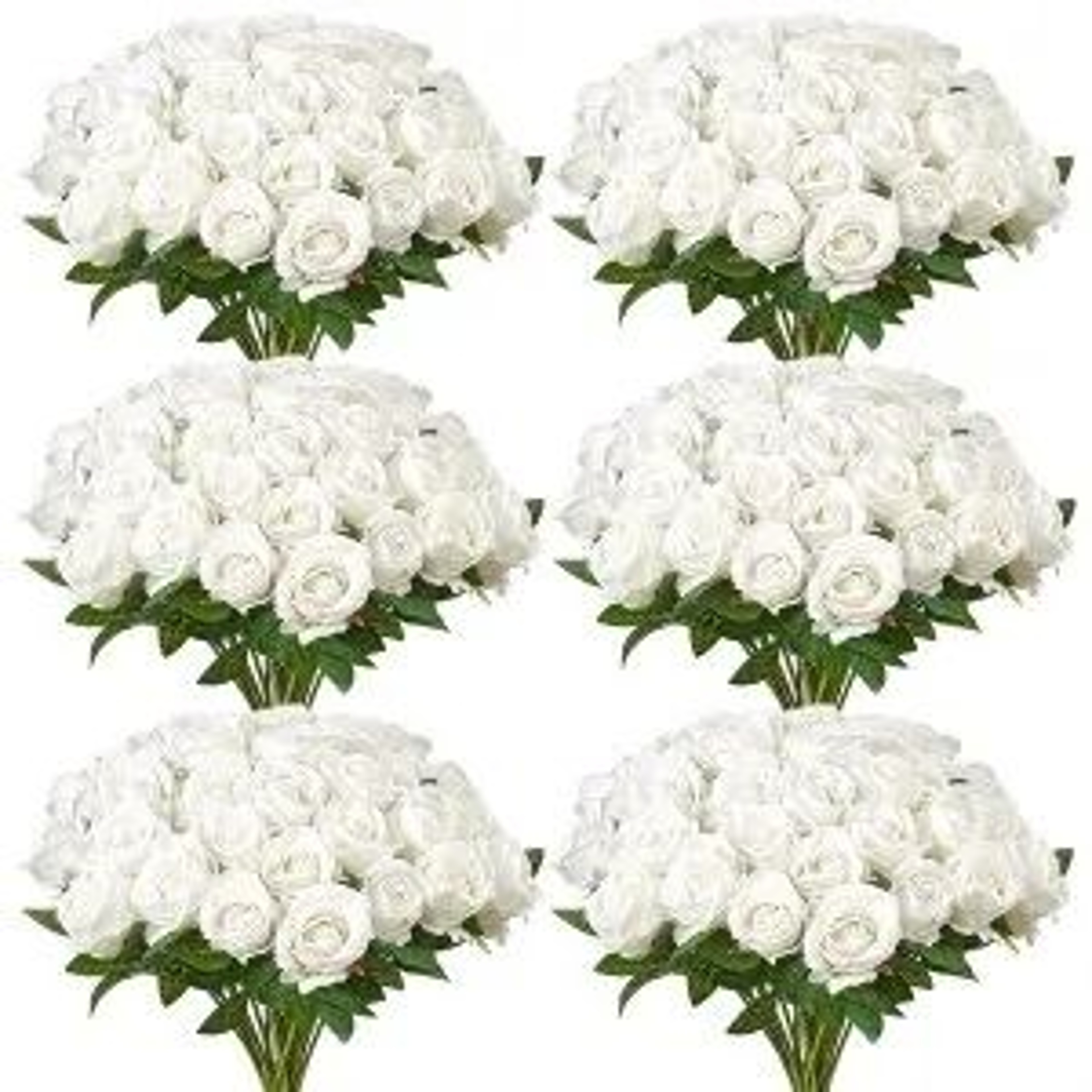 120 Pcs White Artificial Roses With Stems For Wedding Bouquets And DIY Floral Decor 0