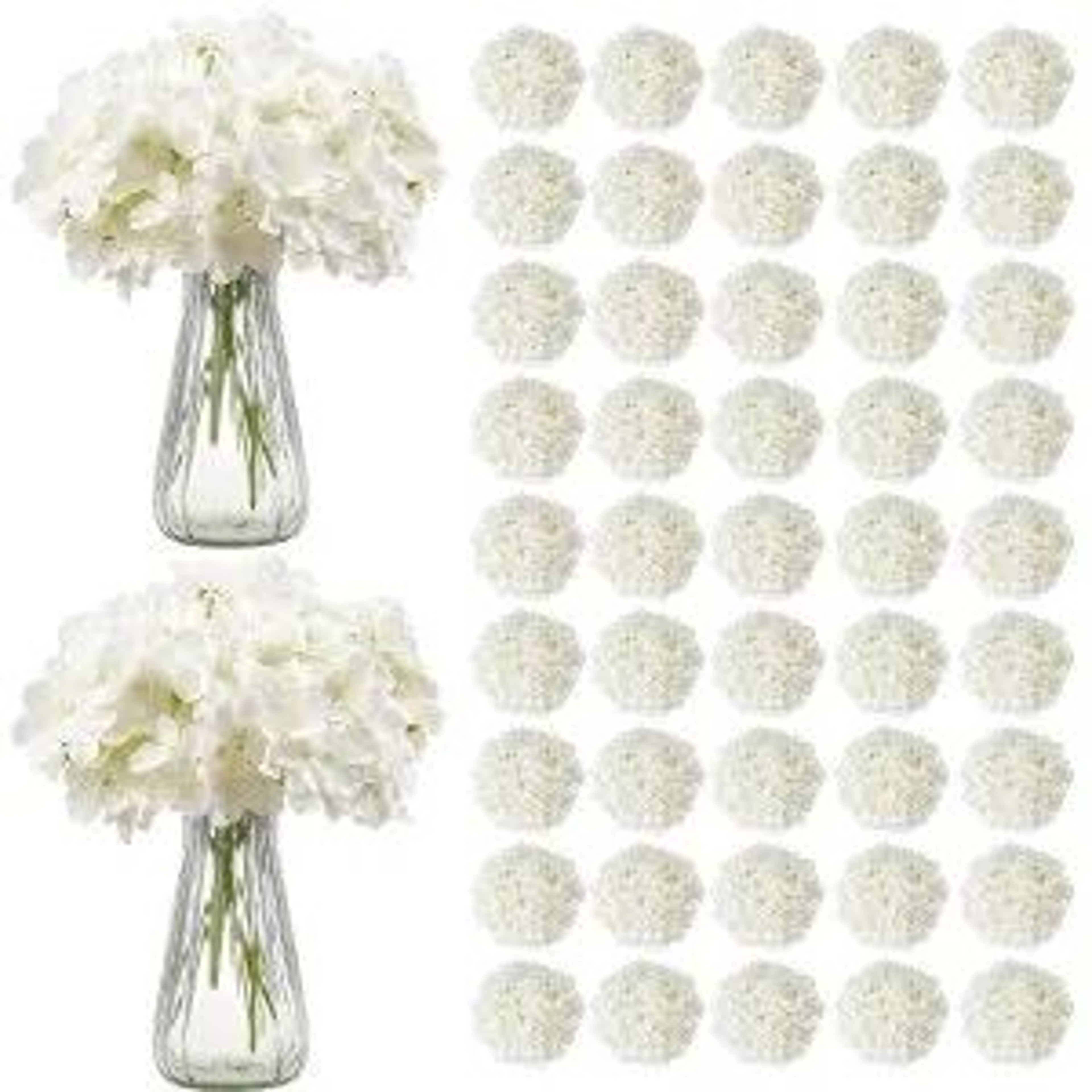 Artificial White Hydrangea Flowers 105 Pieces With Flexible Stems For Wedding And Home Decor 0