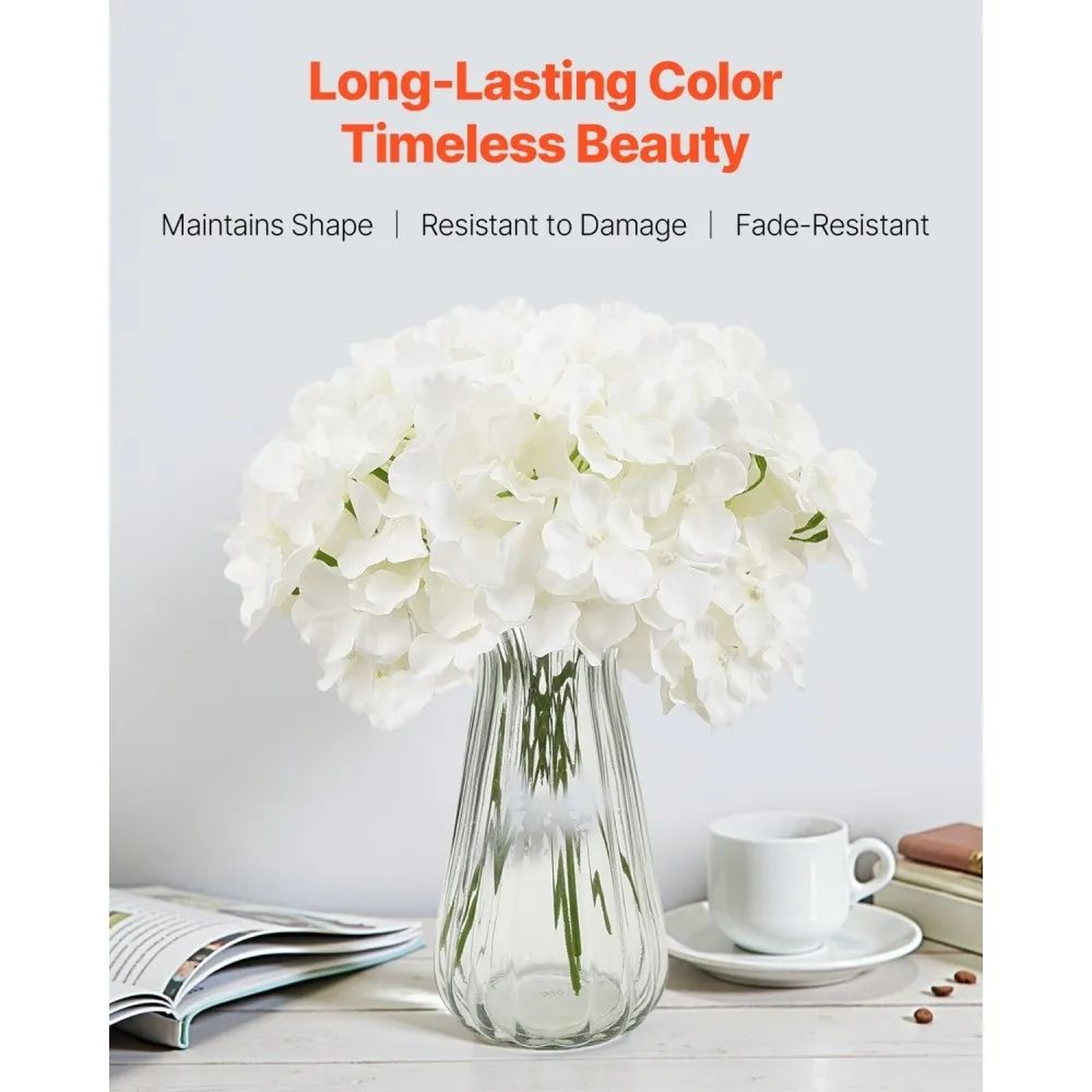 305 Pcs White Artificial Hydrangea Flowers With Stems For Wedding Bouquets And DIY Decor 1