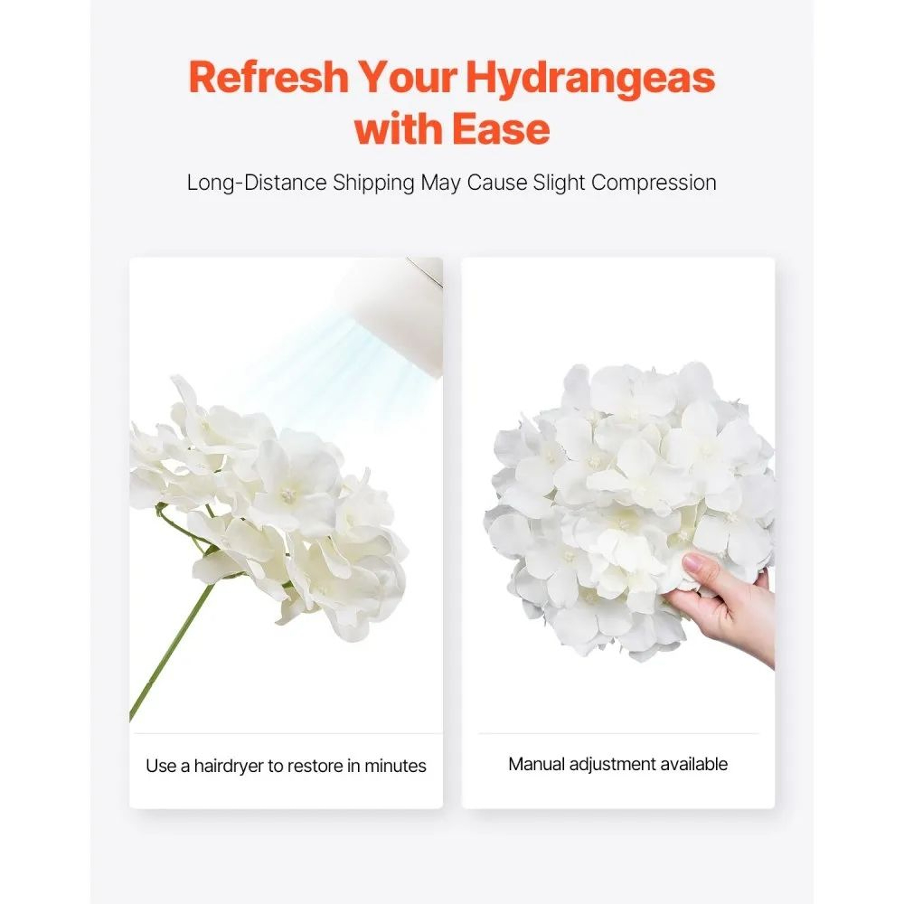 65 Pcs White Artificial Hydrangea Flowers With Silk Petals For Wedding Bouquets And DIY Decor 2