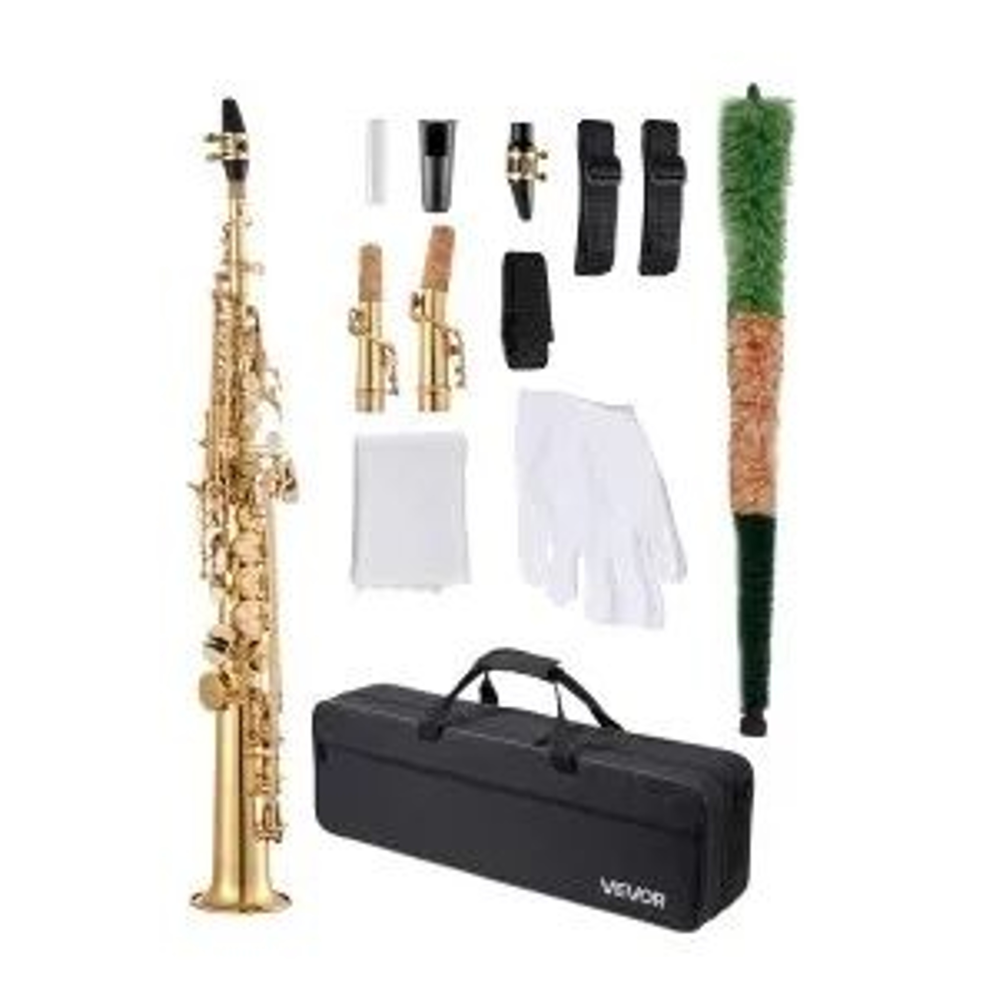 B Flat Straight Soprano Saxophone Beginner Kit With 23 Keys And Carrying Case 0