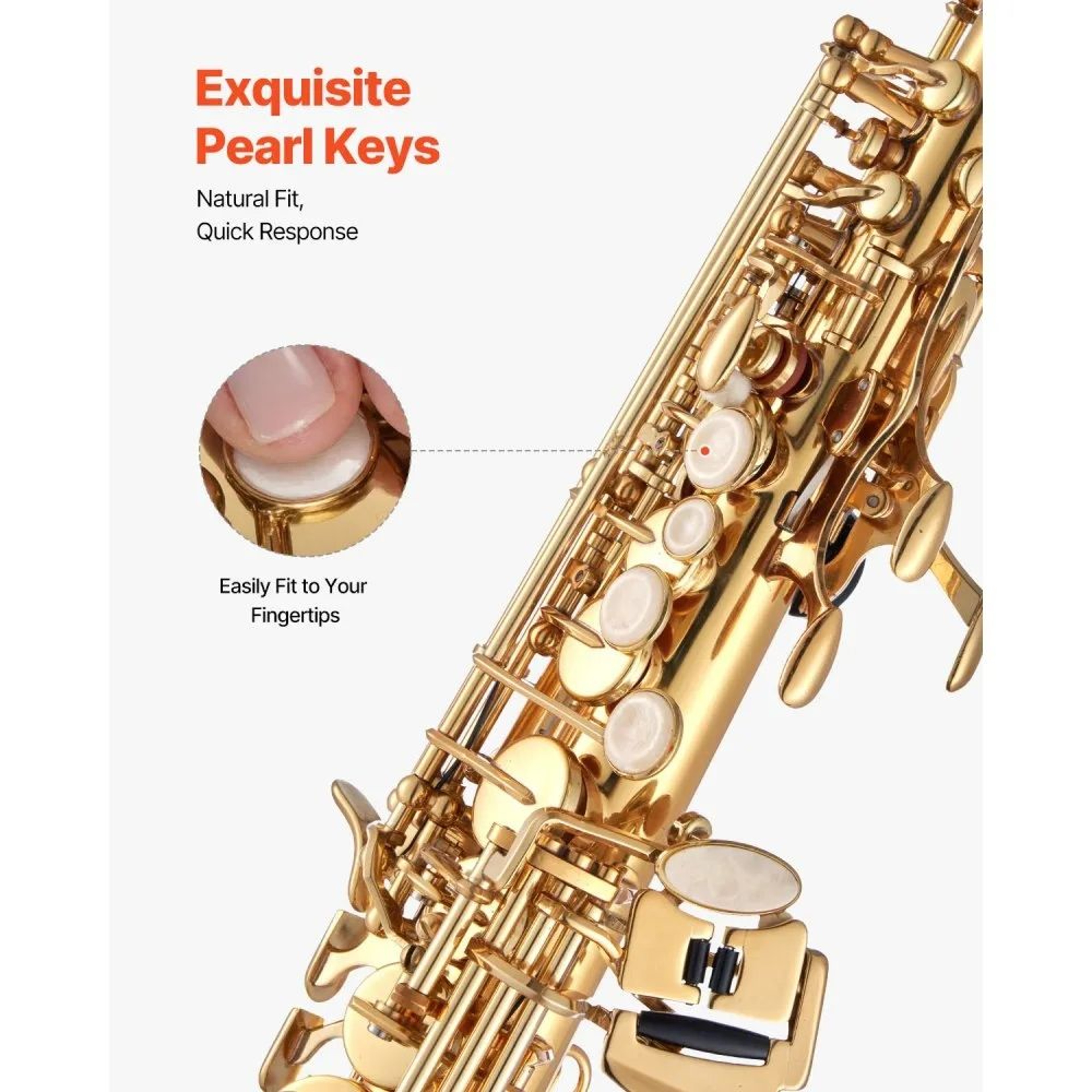 B Flat Straight Soprano Saxophone Beginner Kit With 23 Keys And Carrying Case 4