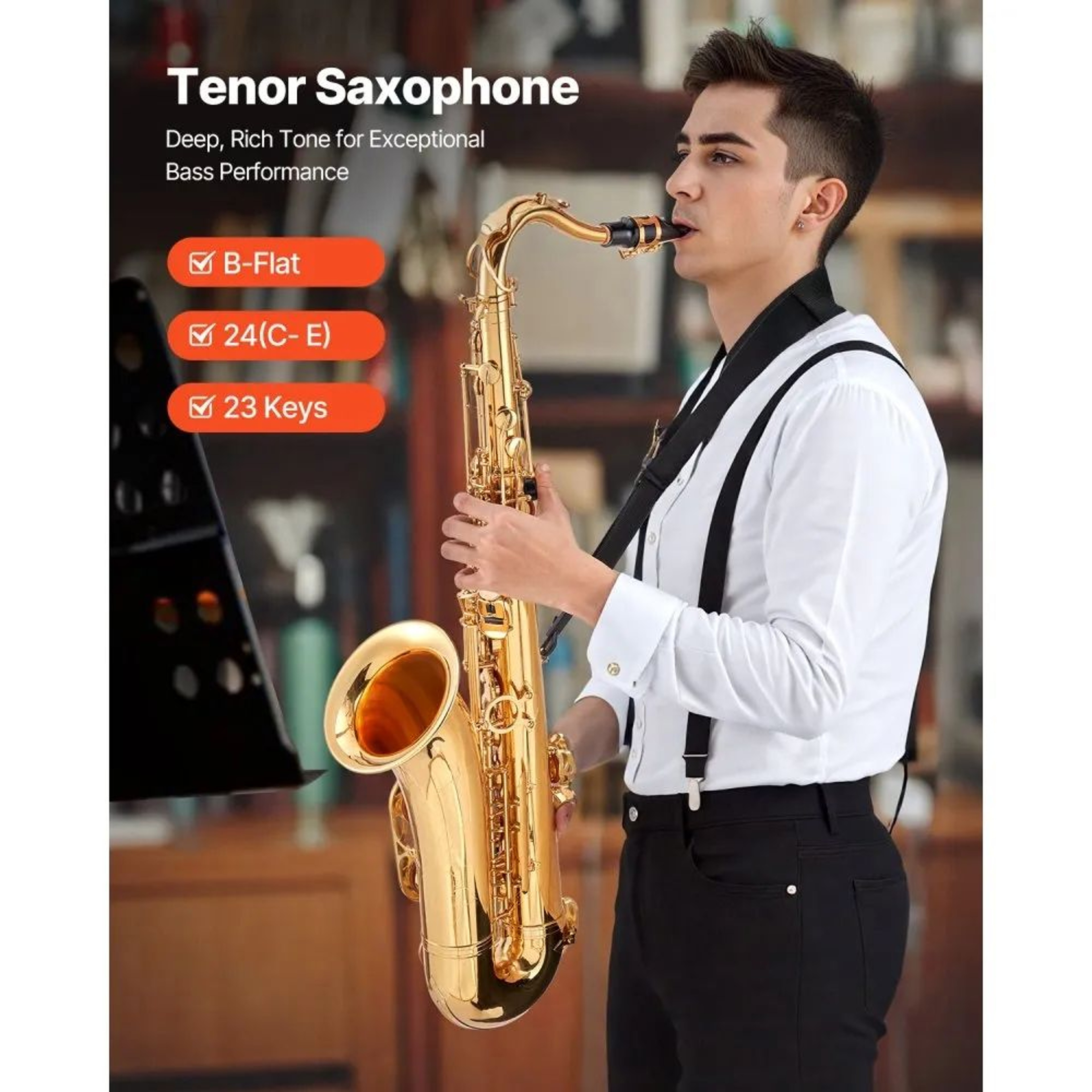B Flat Tenor Saxophone Beginner Kit With 23 Keys And Brass Body 1