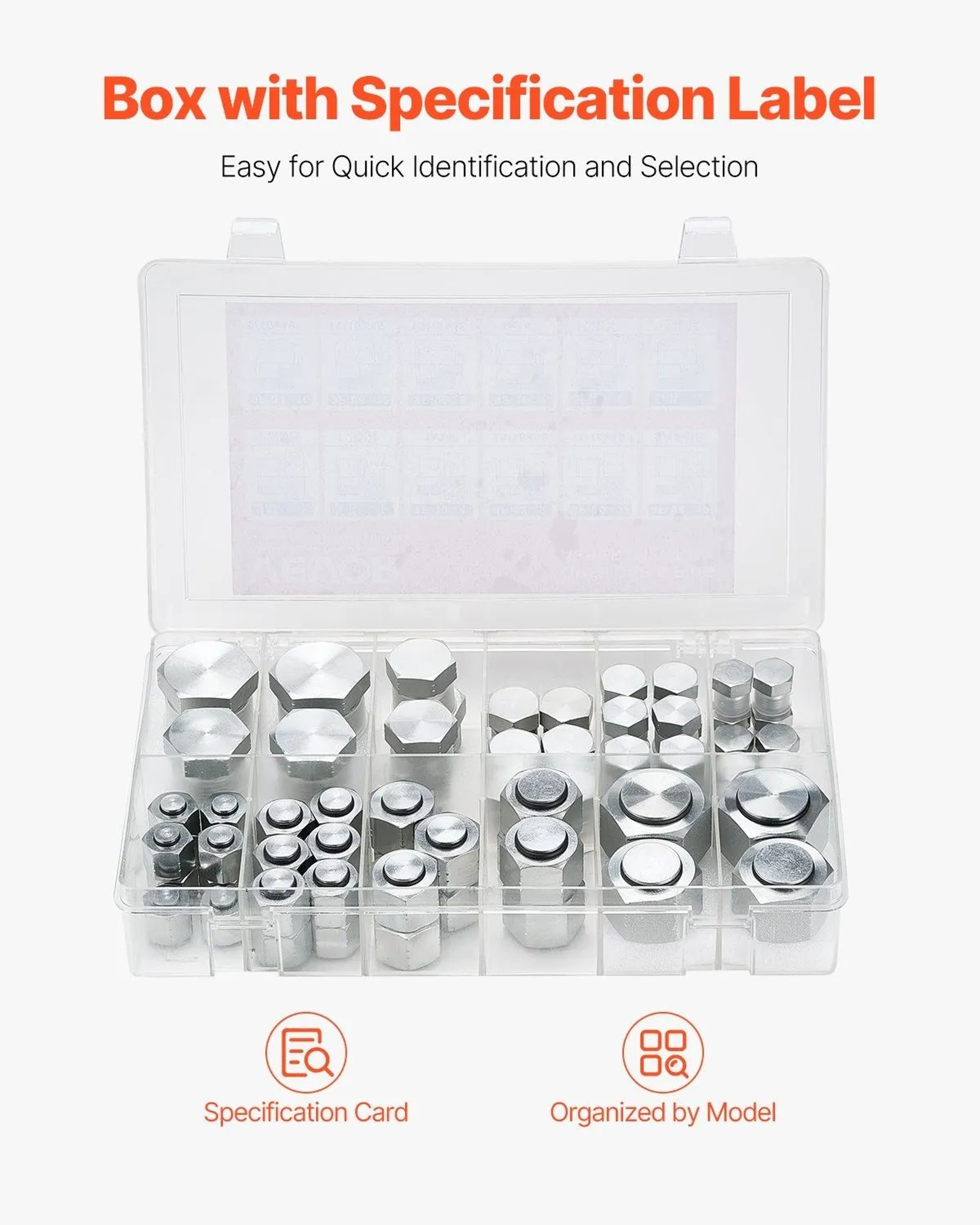 72Piece ORFS Hydraulic Fittings Cap And Plug Kit With ORing Face Seals 5