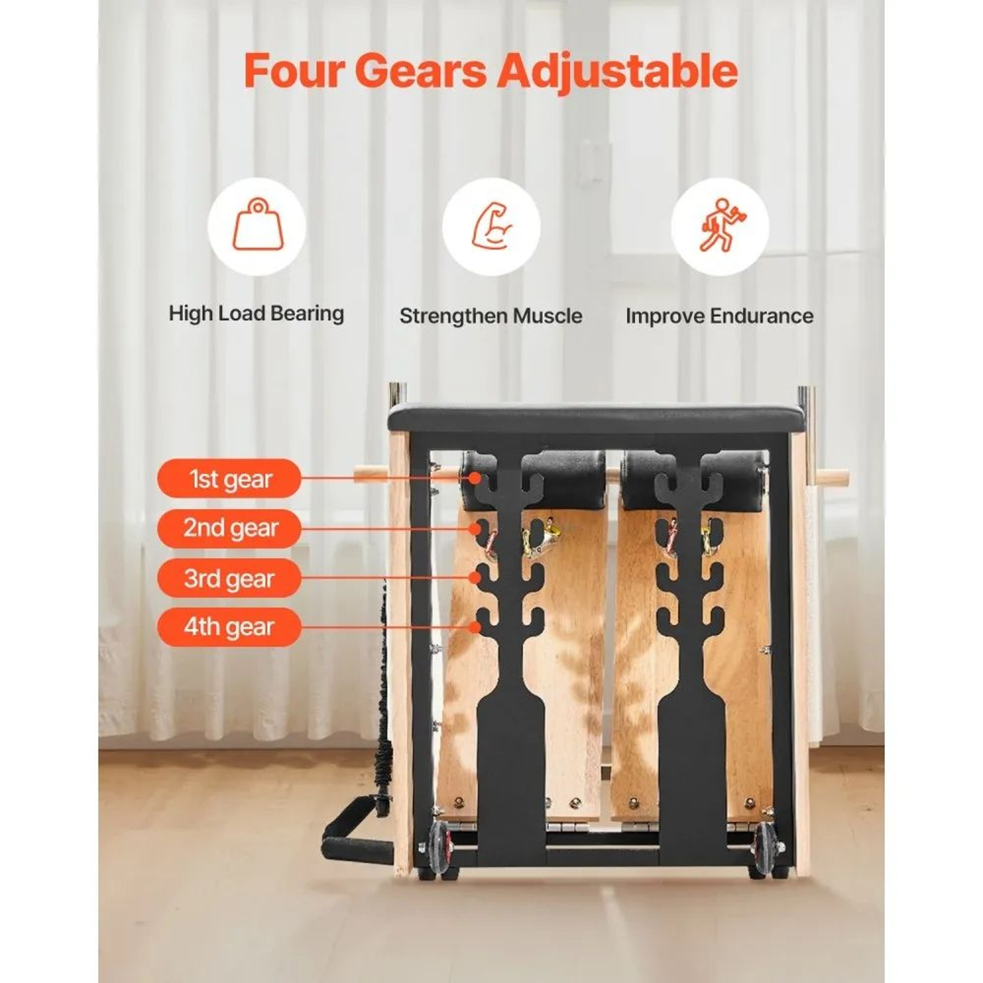 Pilates Chair With Split Pedals Adjustable Resistance And Solid Rubberwood Frame 2