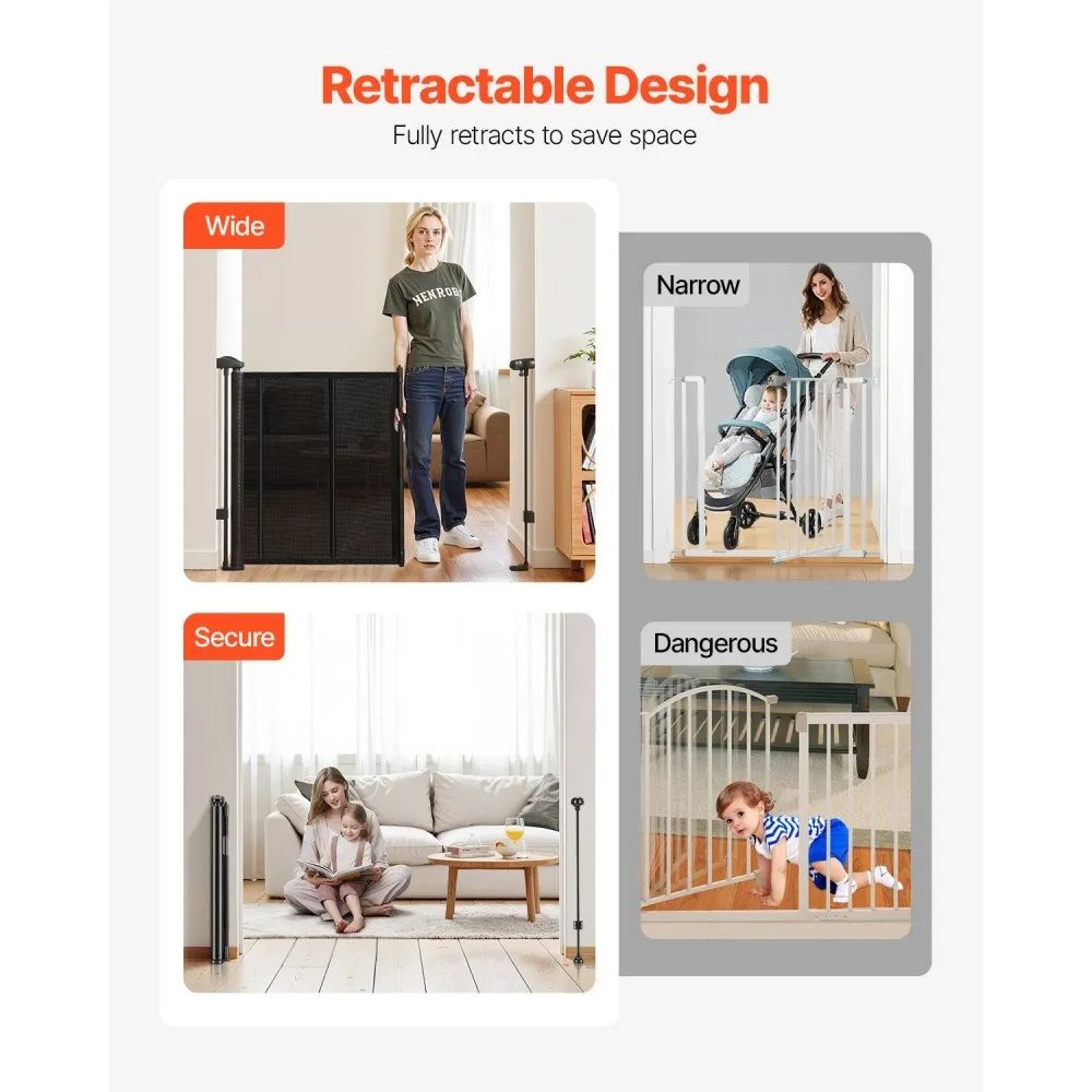 Retractable Baby Gate 342 Inch Tall Mesh Safety Gate For Kids And Pets 4
