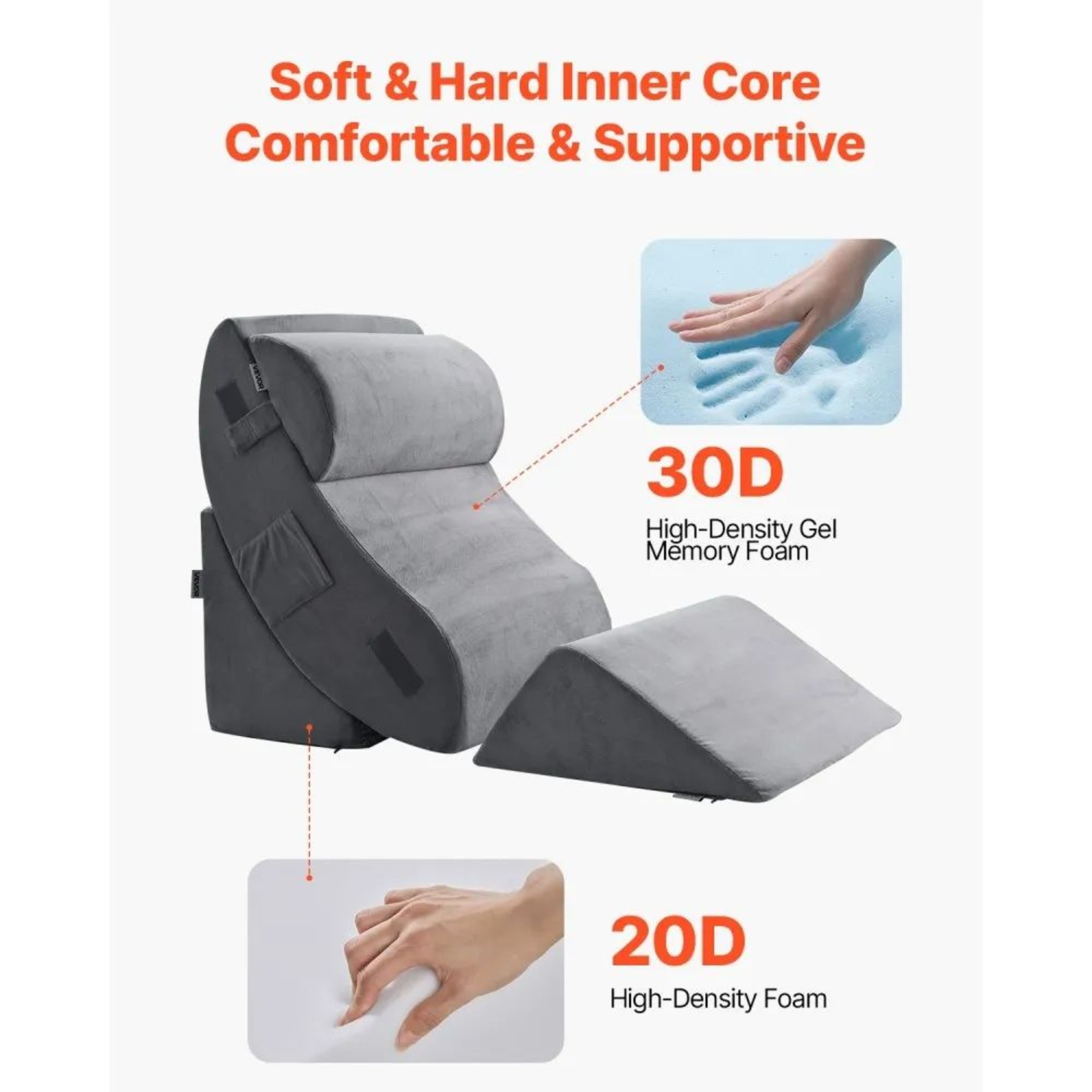 4Piece Adjustable Bed Wedge Pillow Set For Sleeping And Elevated Support 1
