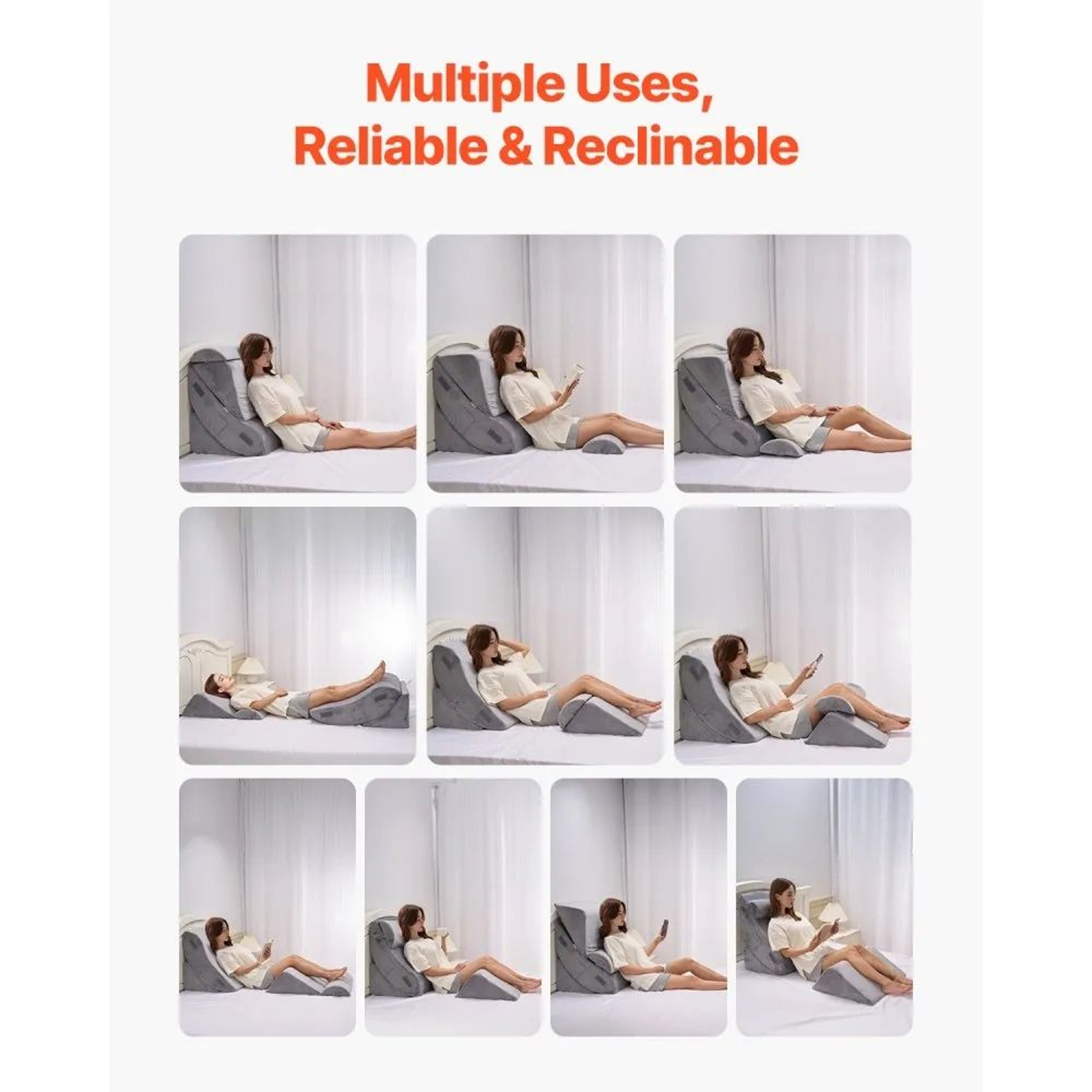 4Piece Adjustable Bed Wedge Pillow Set For Sleeping And Elevated Support 3